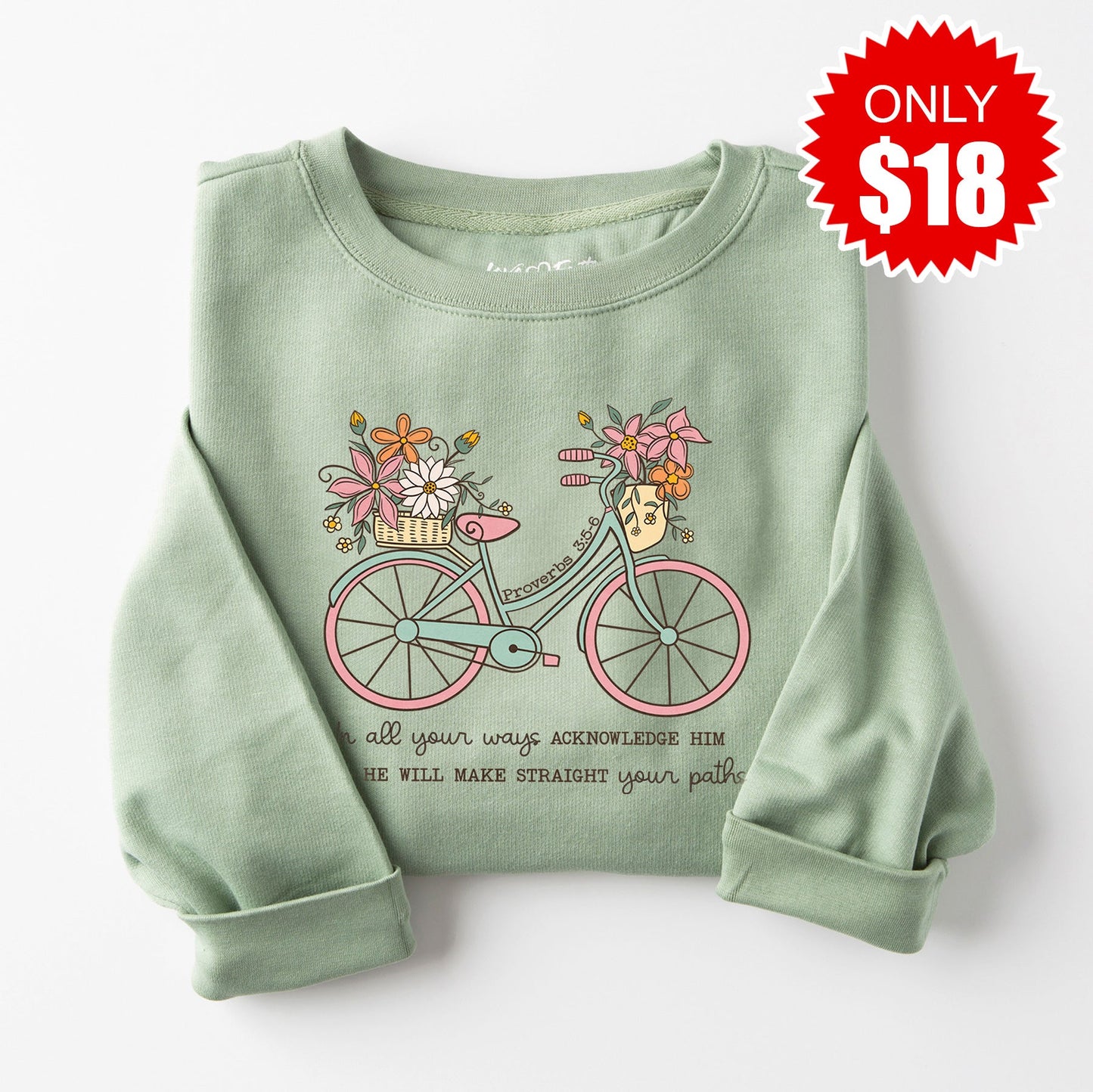 Walk By Faith Sweatshirt - Heather Sage - 18