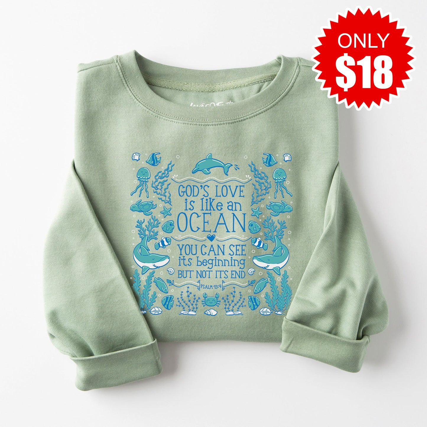 Ocean Sized Love Sweatshirt - Heather Sage - 18