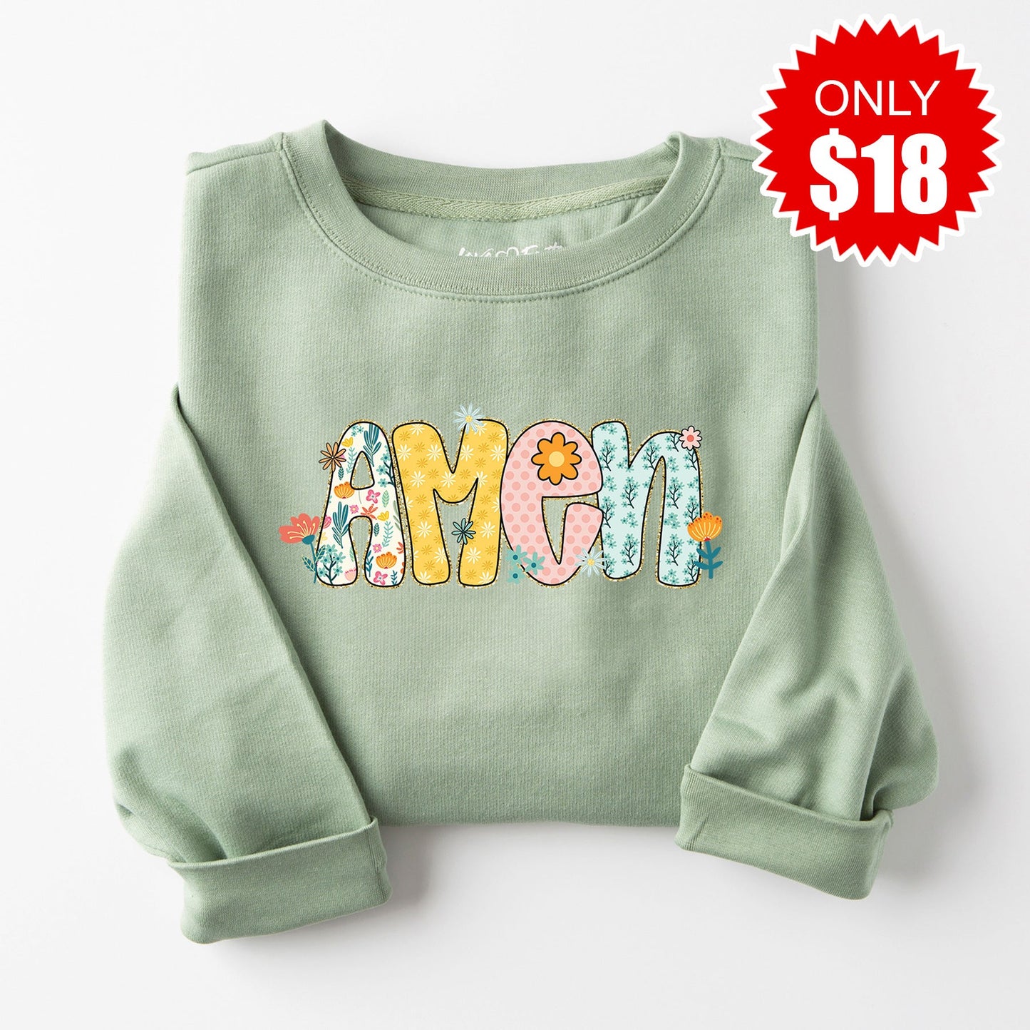 Amen Sweatshirt - Heather Sage - 18 Style001