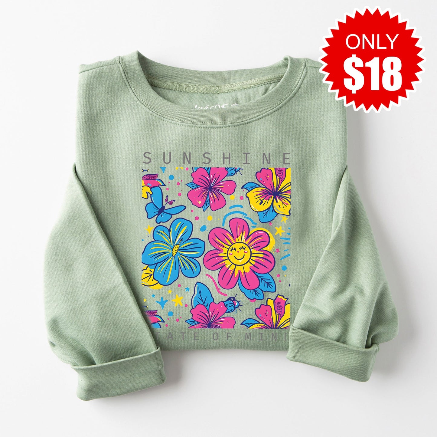 Sunshine State Of Mind Sweatshirt - Heather Sage - 18