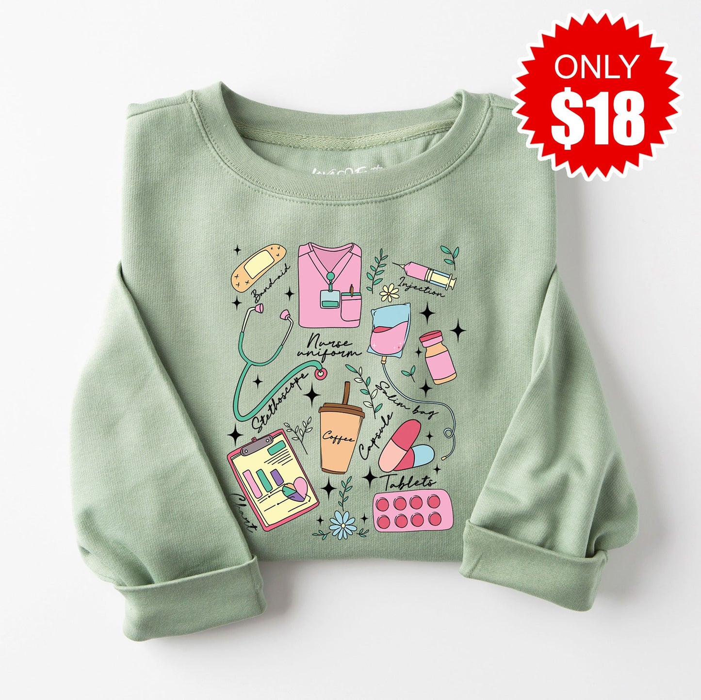 Nurse Stuff 2 Sweatshirt - Heather Sage - 18