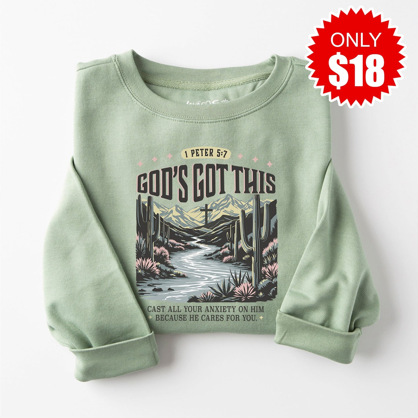 God’s Got This Sweatshirt - Heather Sage - 18