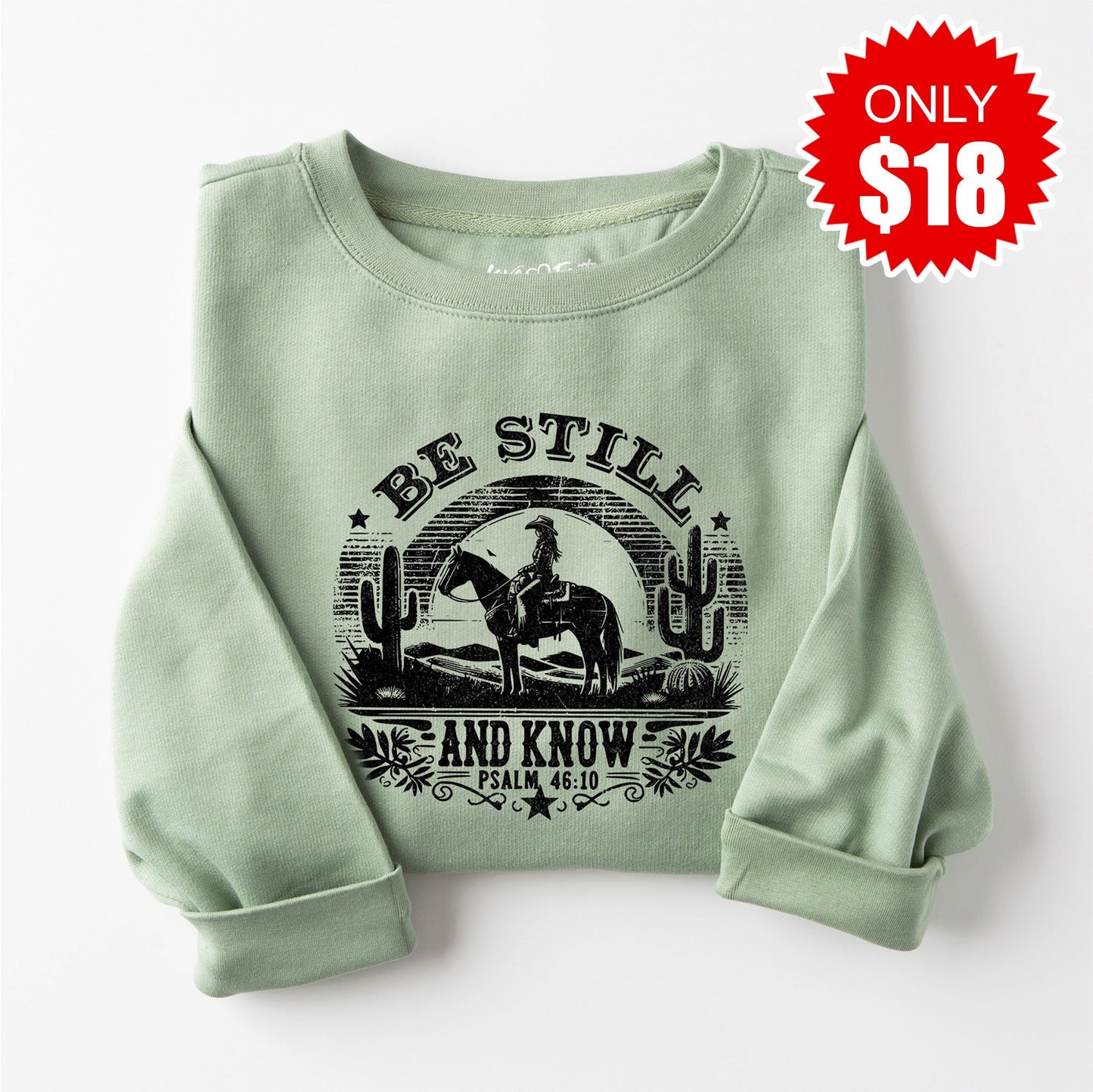Be Still And Know Sweatshirt - Heather Sage - 18