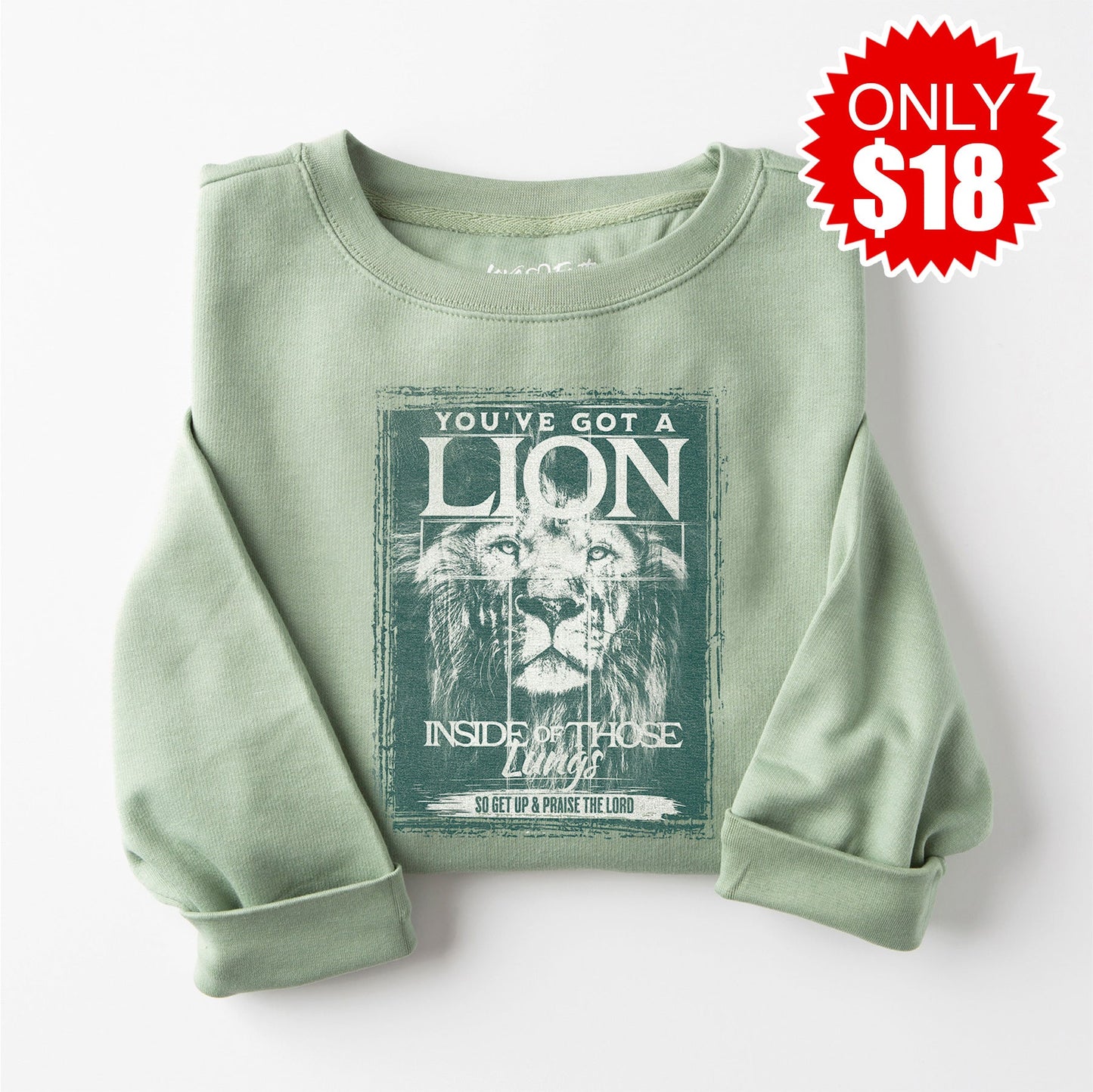 Praise The Lord Crewneck Sweatshirt - Heather Sage