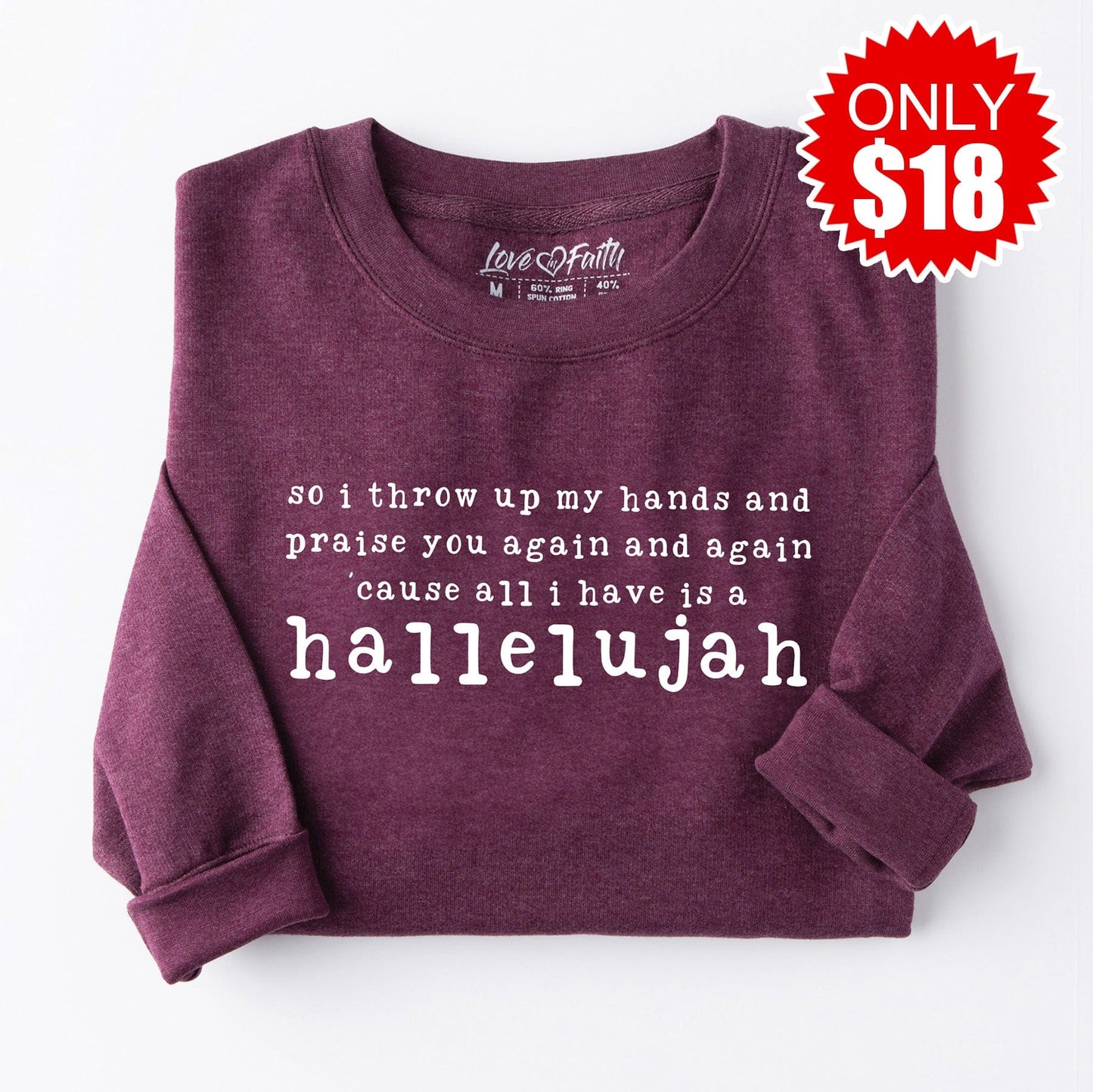Hallelujah Crewneck Sweatshirt - Heather Sugar Plum