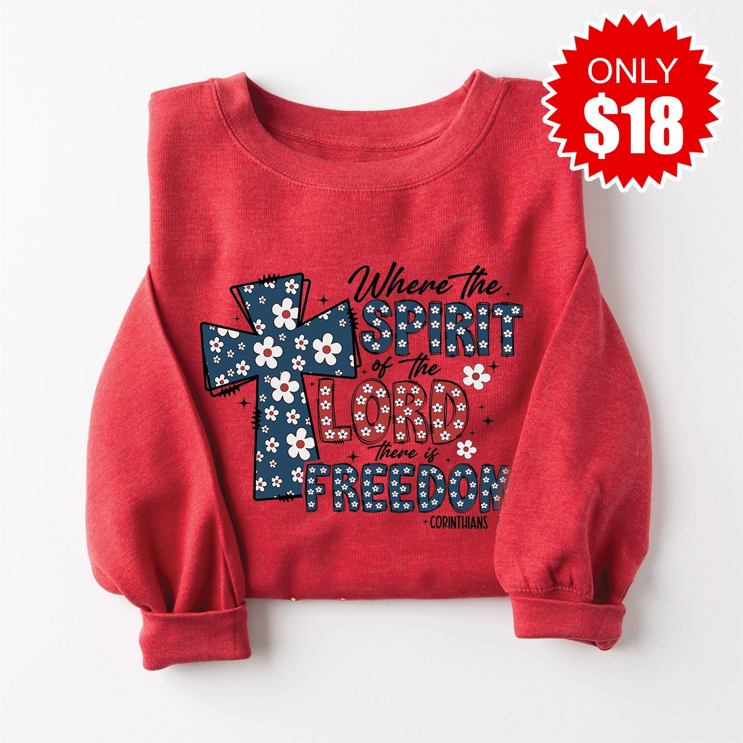 There Is Freedom Sweatshirt - Heather Scarlet - 18 Style001