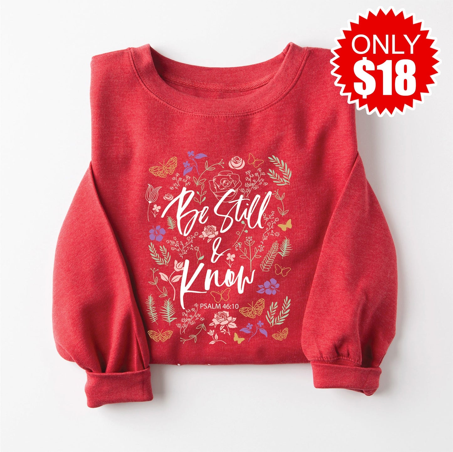Be Still Crewneck Sweatshirt - Heather Scarlet