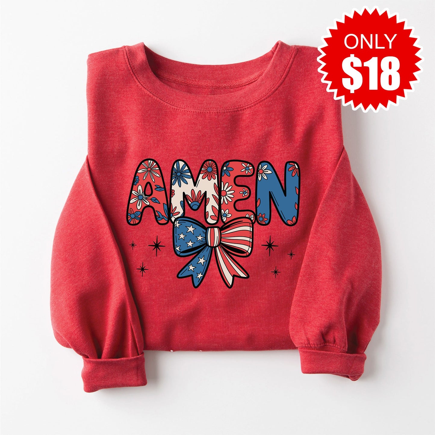 Amen Sweatshirt - Heather Scarlet - 18