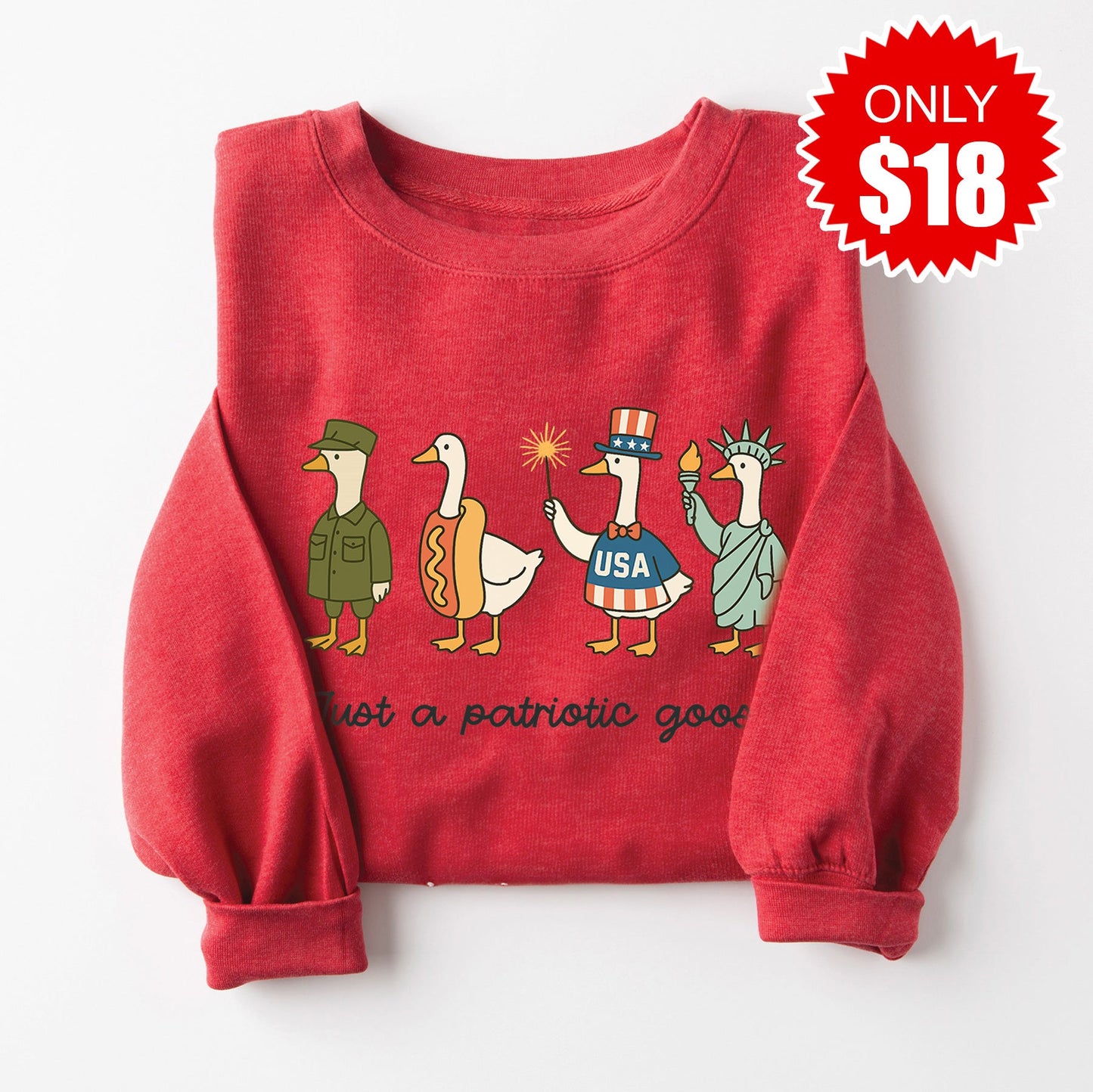 Just A Goose Sweatshirt - Heather Scarlet - 18
