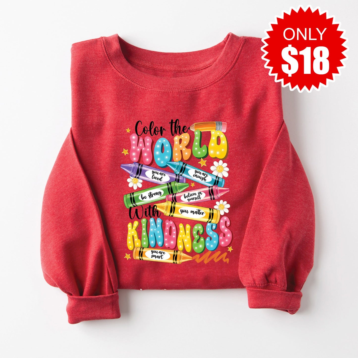 Color the World Sweatshirt - Heather Scarlet - 18