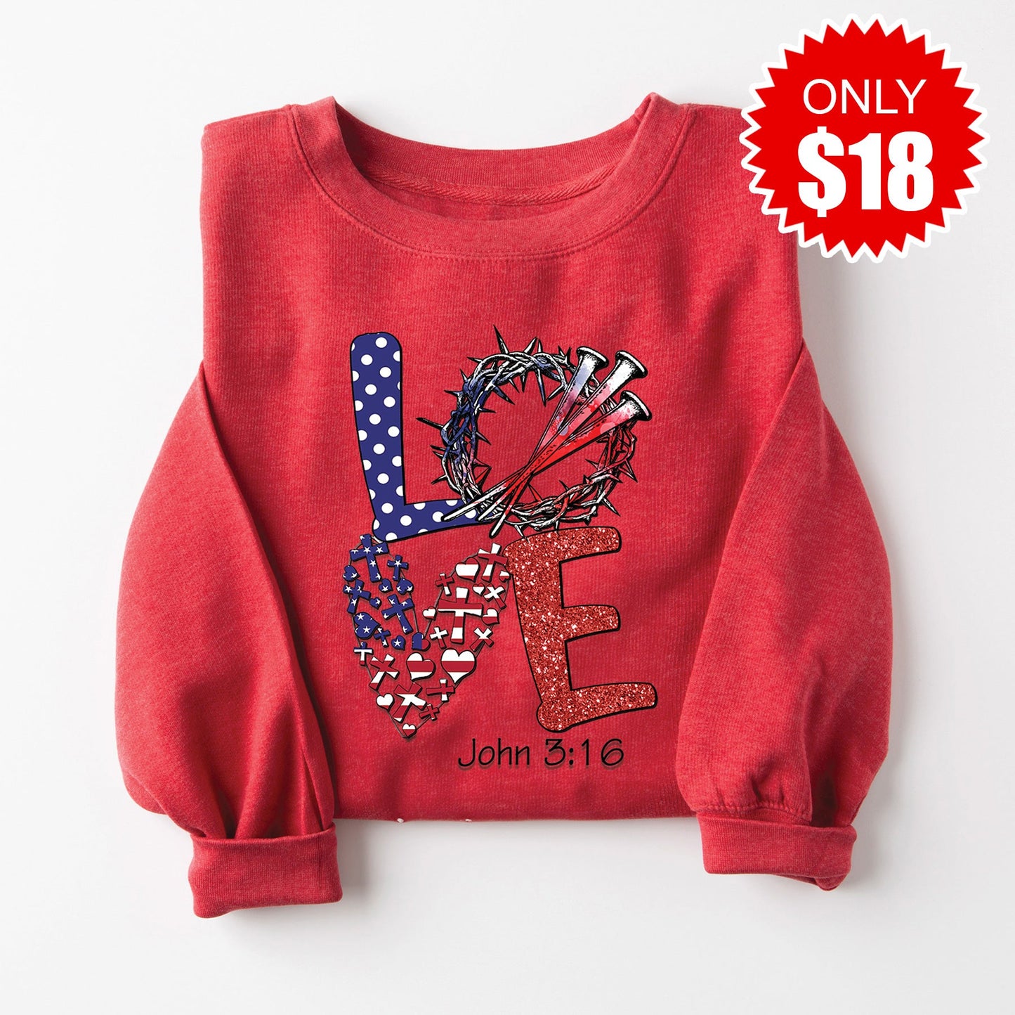 Love Sweatshirt - Heather Scarlet - 18