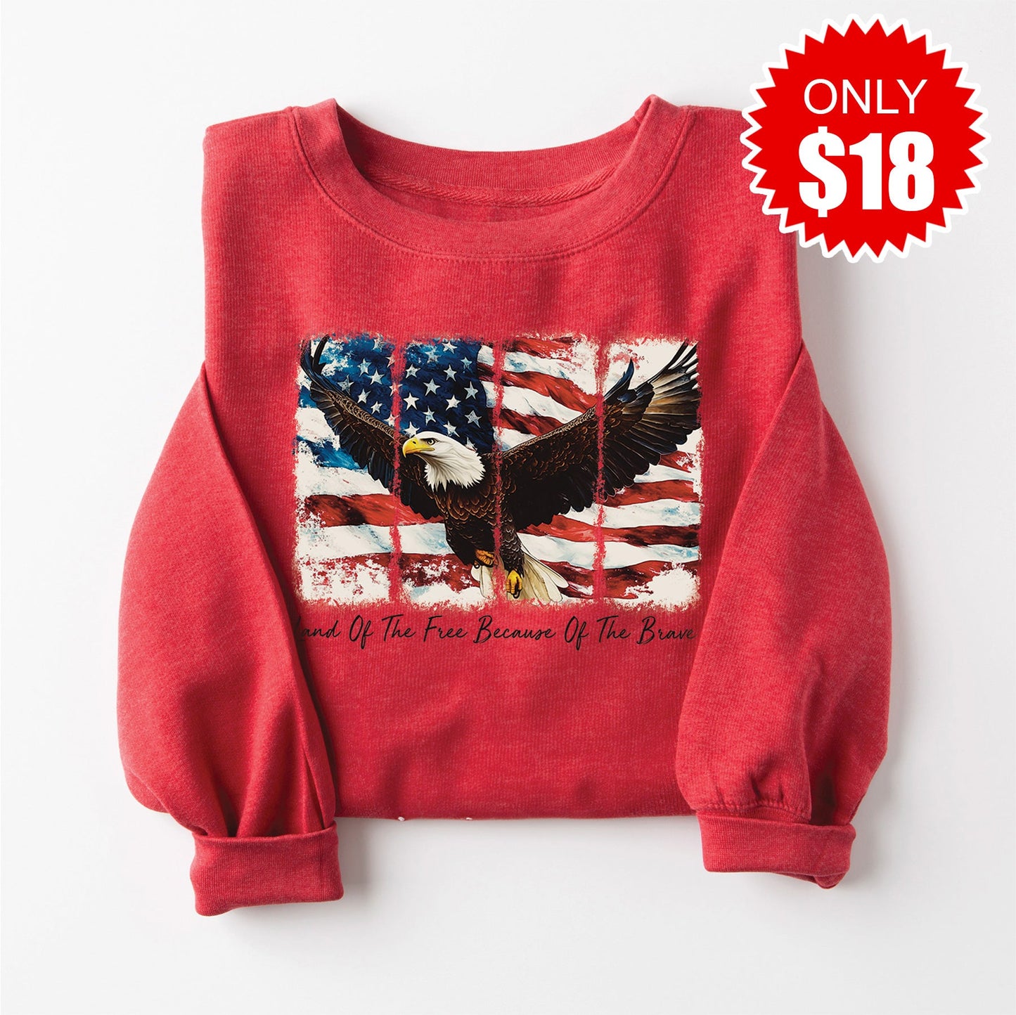 Land Of The Free Sweatshirt - Heather Scarlet - 18 Style002