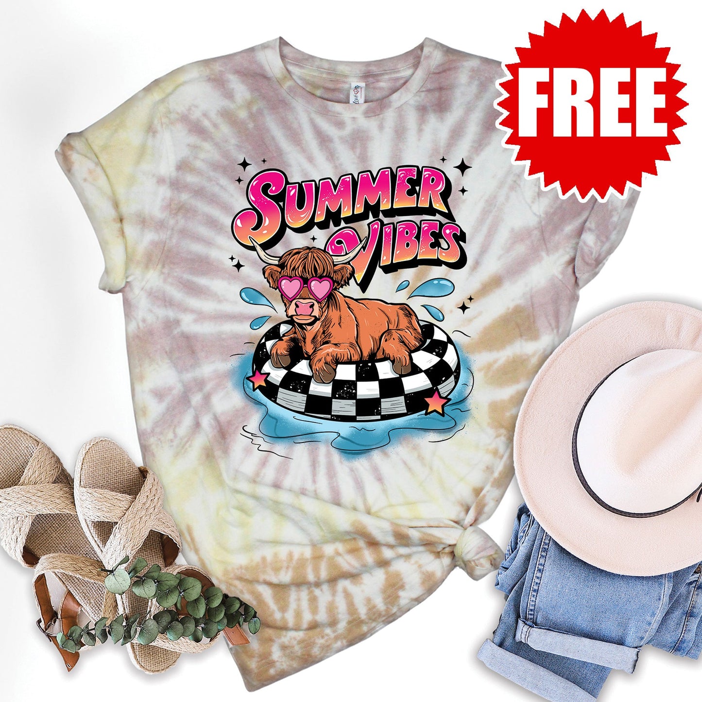Summer Vibes Tee - Tie Dye Canyon - 0
