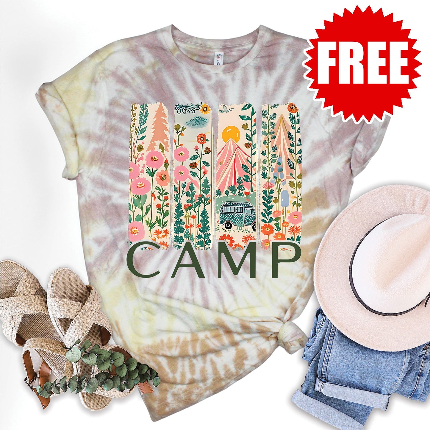 Camp Tee - Tie Dye Canyon - 0