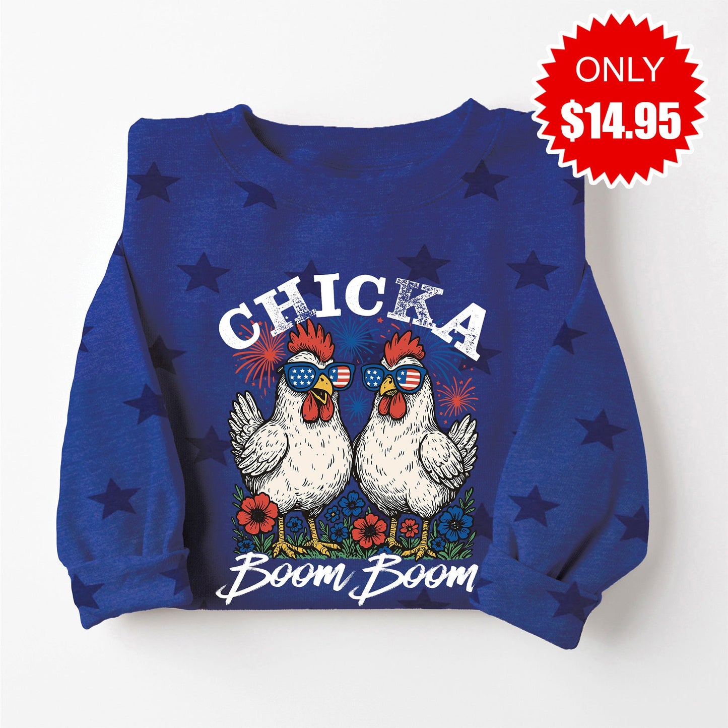 Chicka Boom Boom Sweatshirt - Blue Star Print - 14.95
