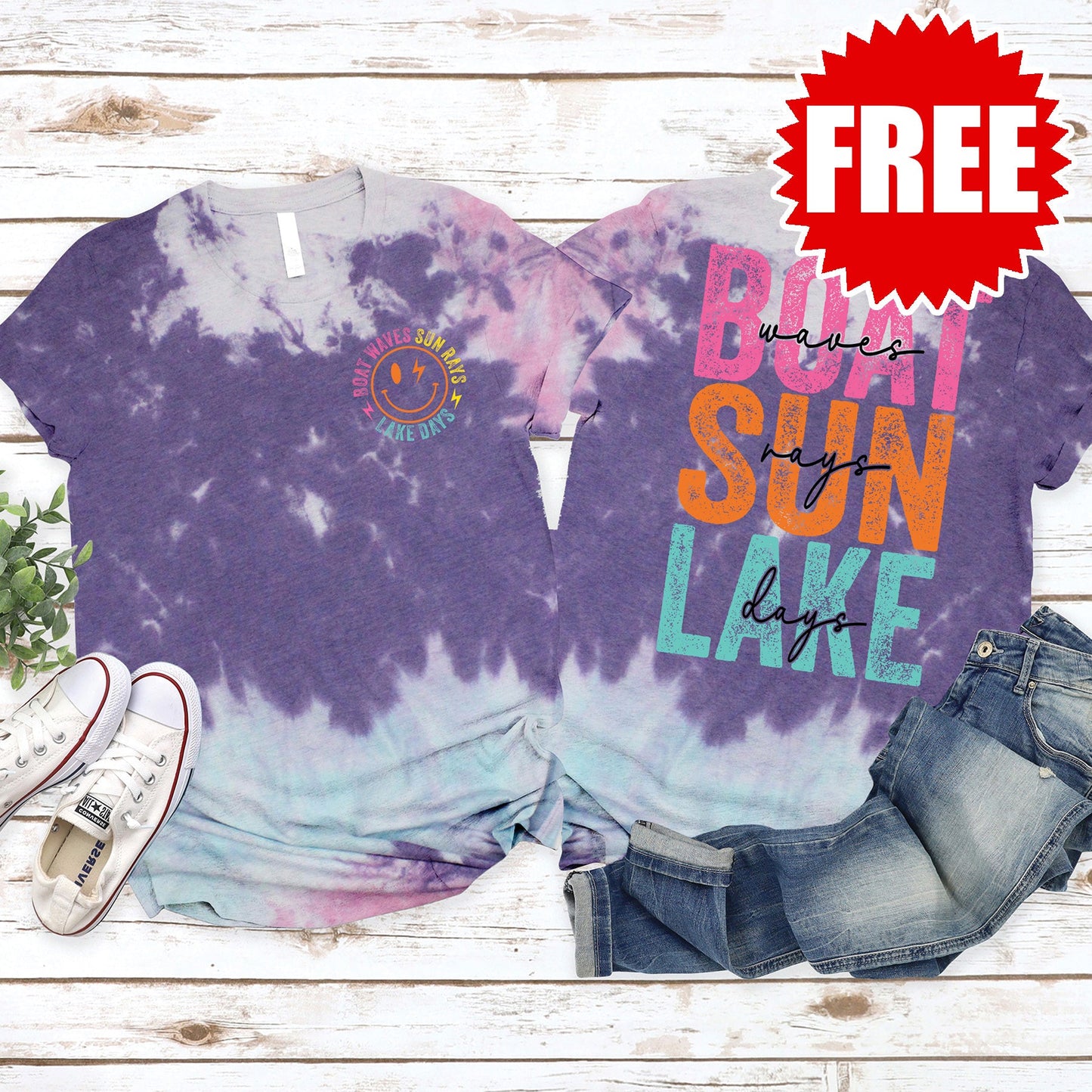 Boat Waves Tee - Cotton Candy Tie Dye - 0