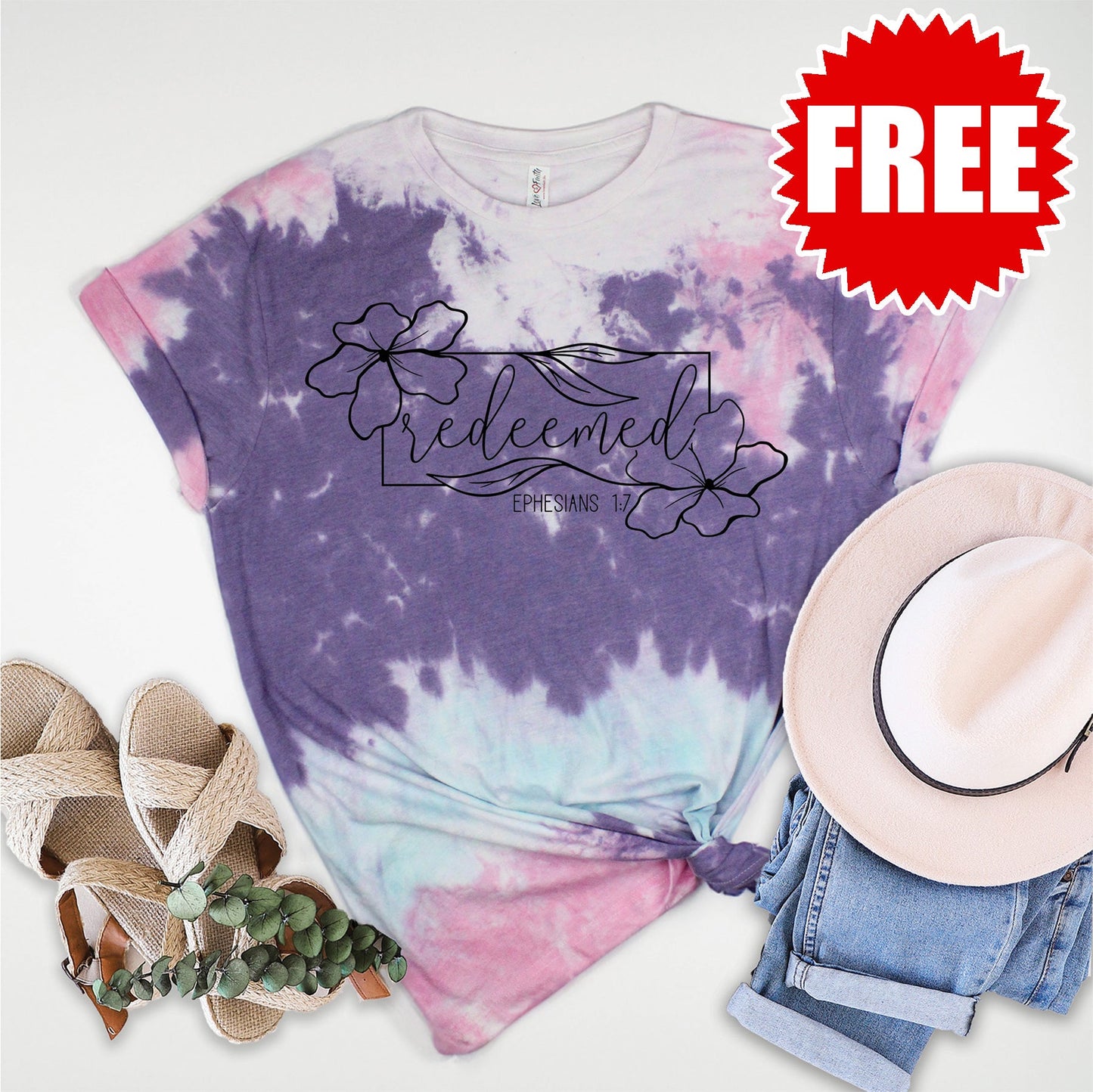 Redeemed Tee - Cotton Candy Tie Dye - 0