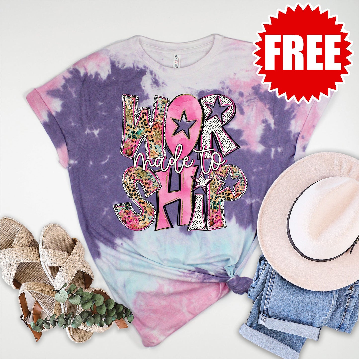 Made to Worship Tee - Cotton Candy Tie Dye - 0