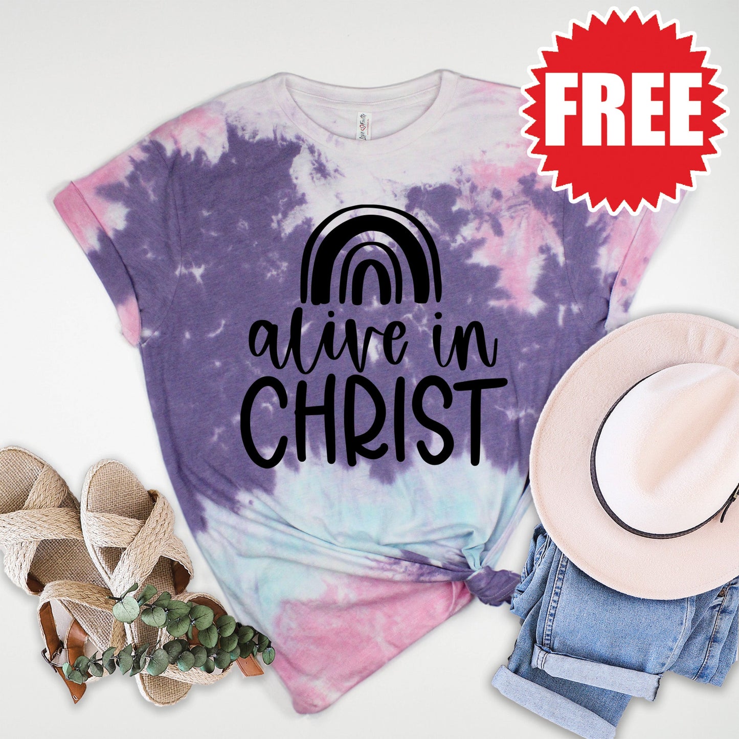 Alive In Christ Tee - Cotton Candy Tie Dye - 0