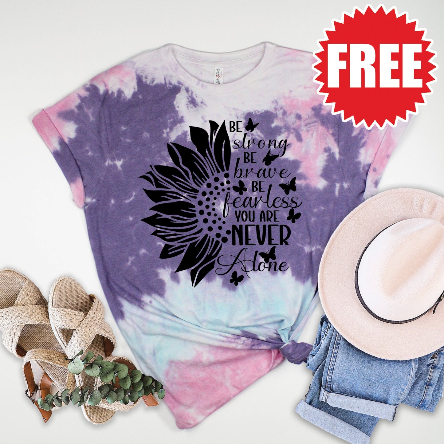 Be Strong Tee - Cotton Candy Tie Dye - 0