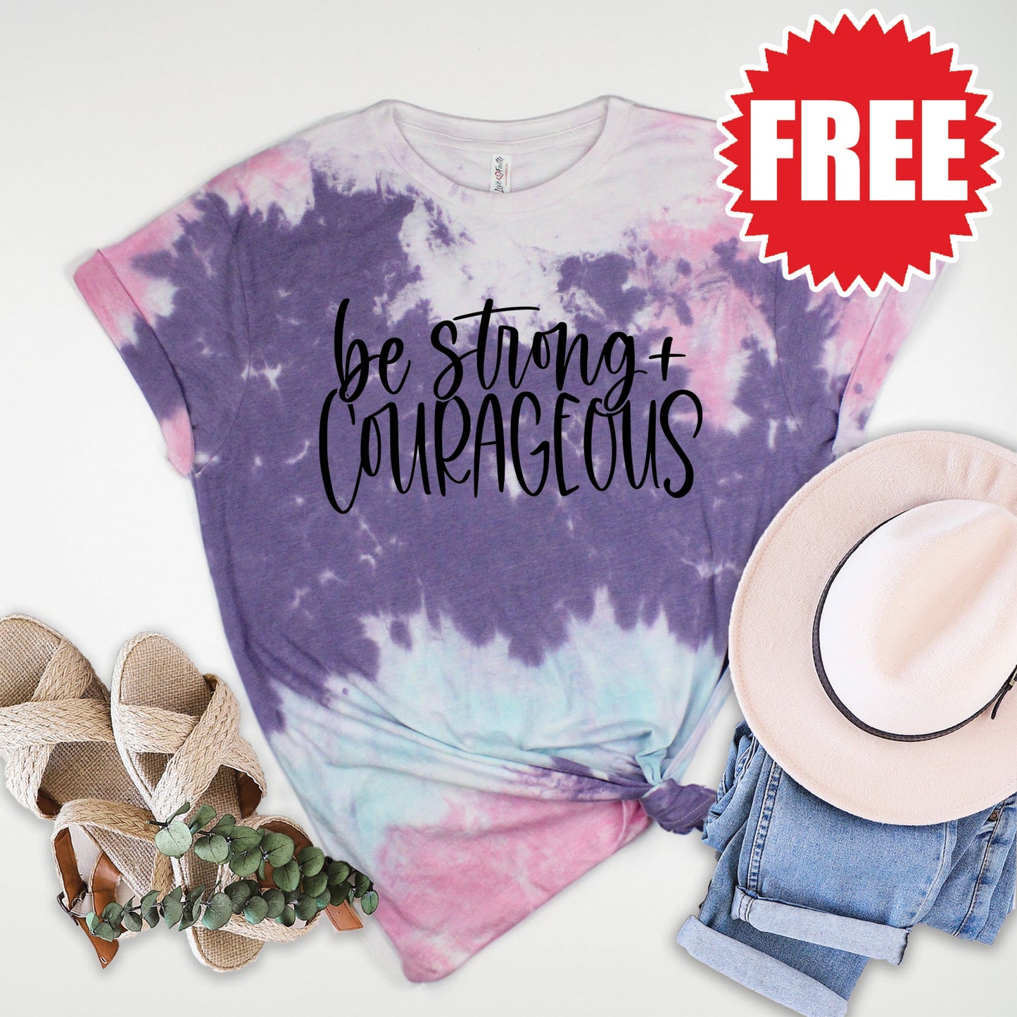 Be Strong Tee - Cotton Candy Tie Dye - 0 Style001