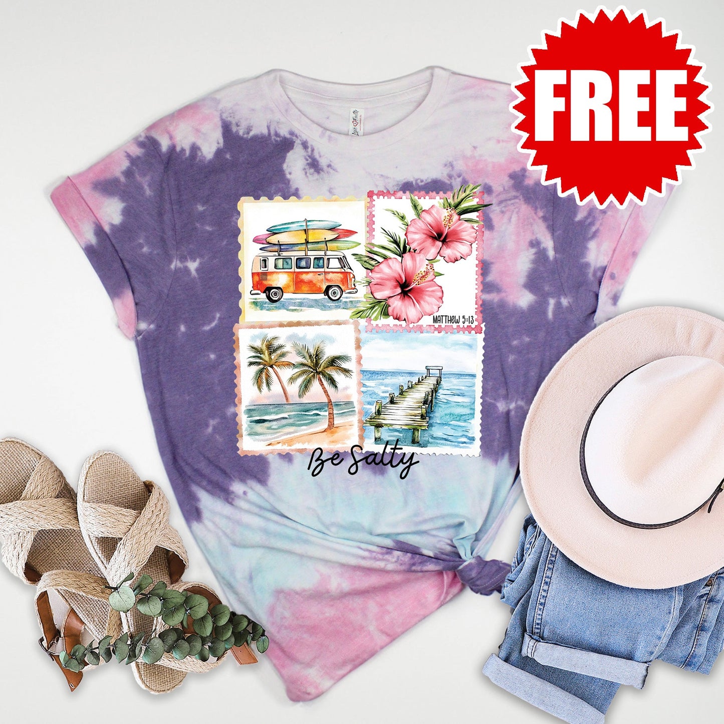 Be Salty Tee - Cotton Candy Tie Dye - 0