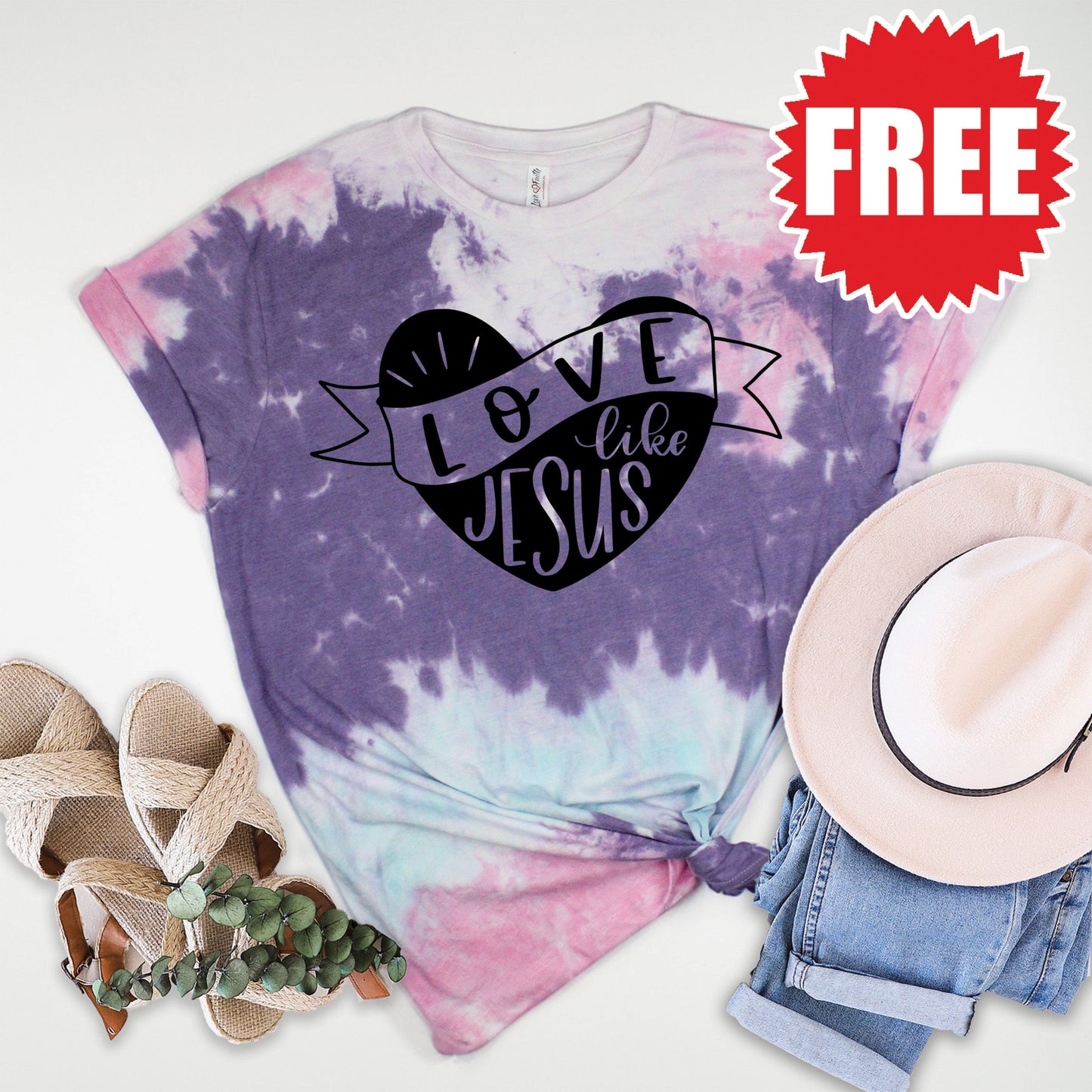 Love Like Jesus Tee - Cotton Candy Tie Dye - 0
