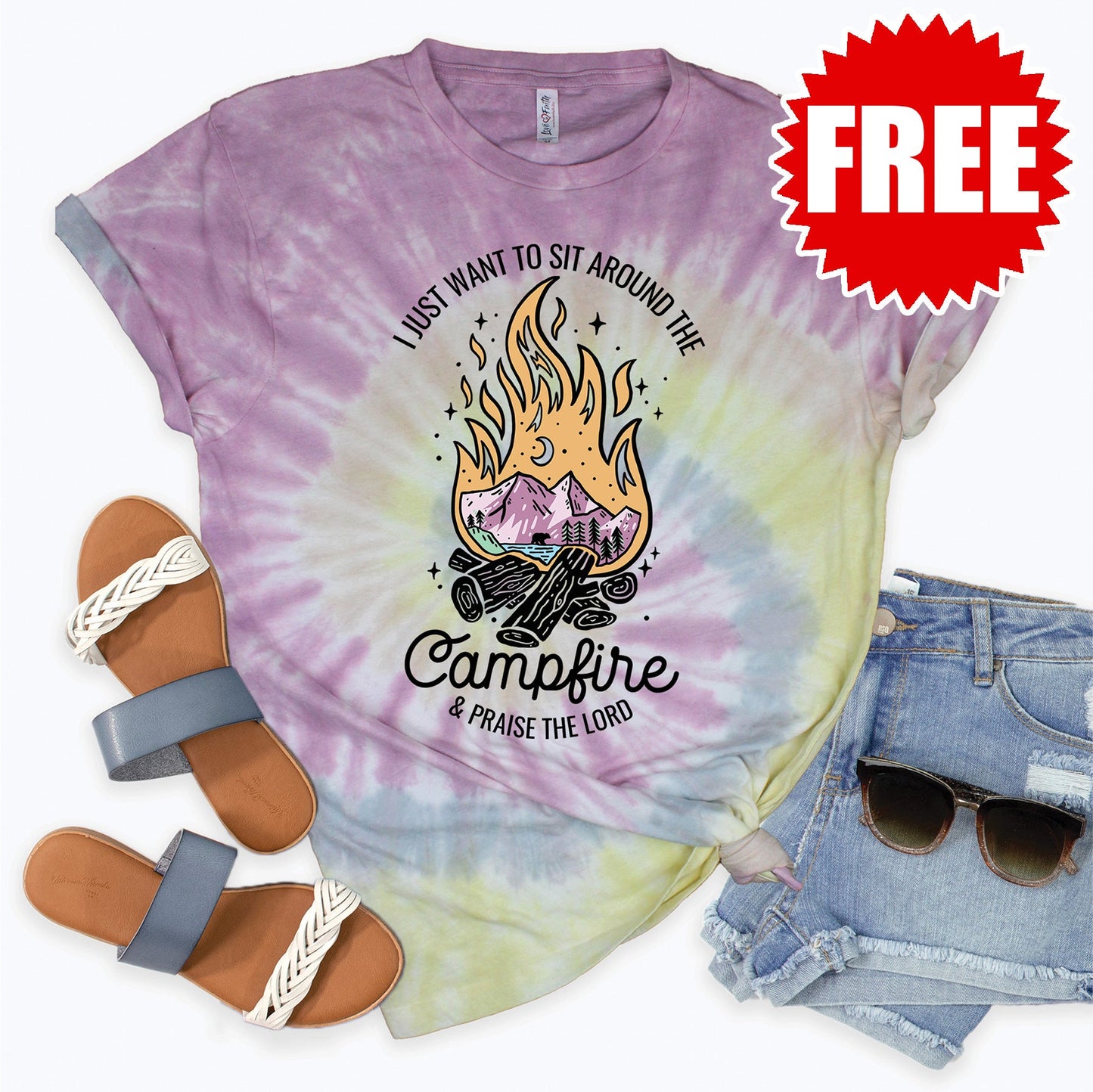 Campfire Tee - Desert Rose Tie Dye - 0
