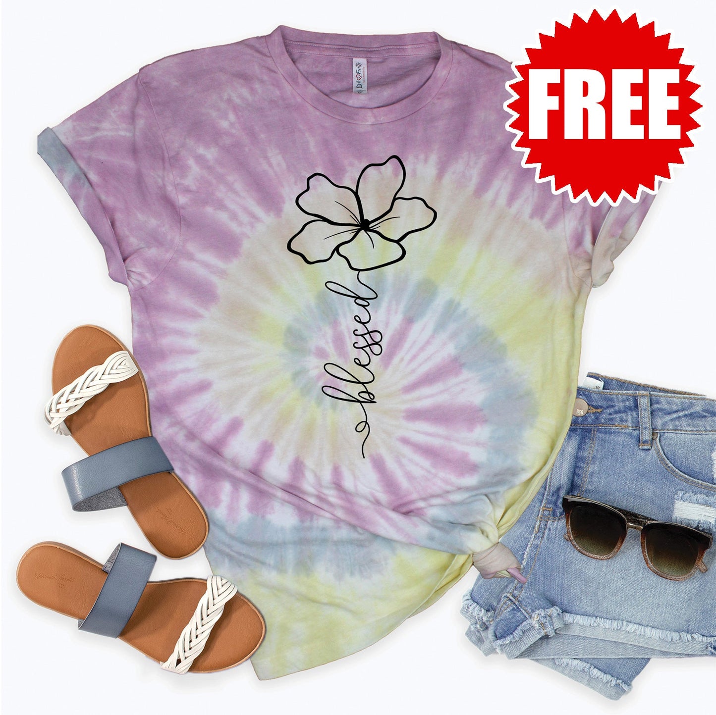 Blessed Tee - Desert Rose Tie Dye - 0