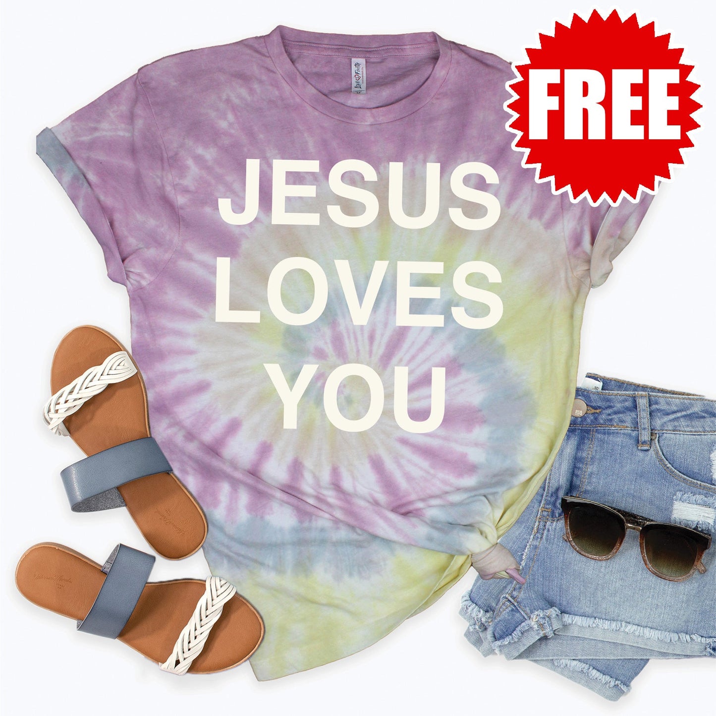 Jesus Loves You Tee - Desert Rose Tie Dye - 0