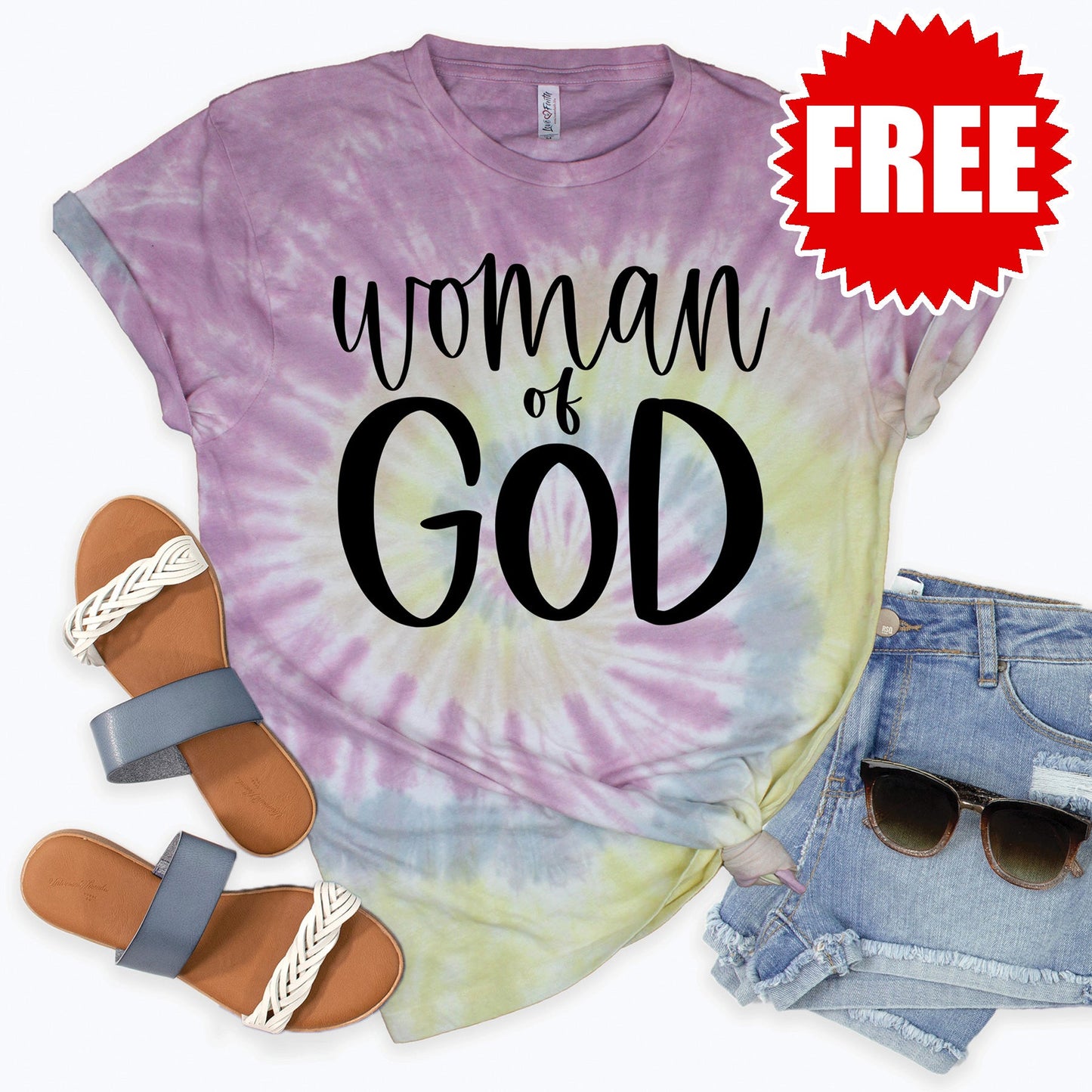 Woman Of God Tee - Desert Rose Tie Dye - 0