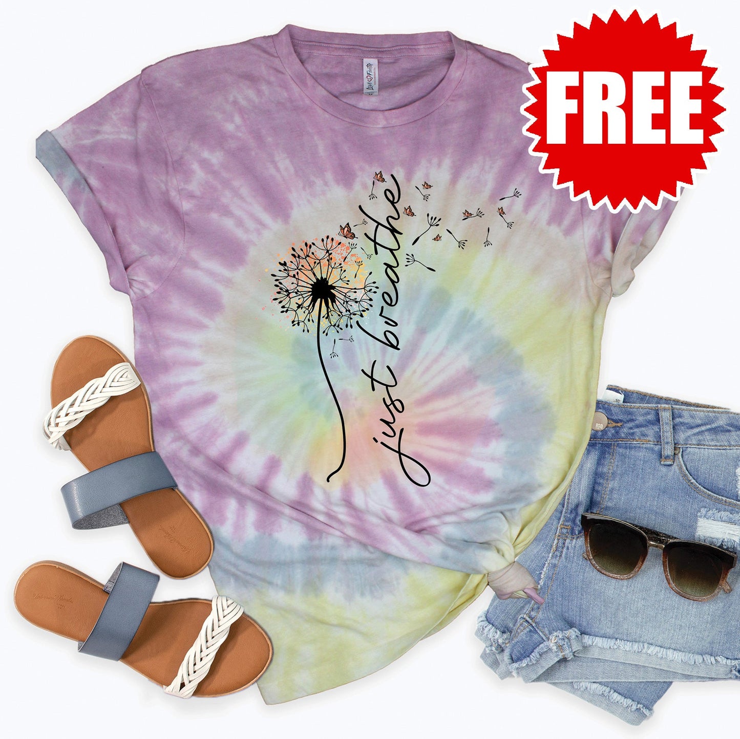 Just Breathe Tee - Desert Rose Tie Dye - 0
