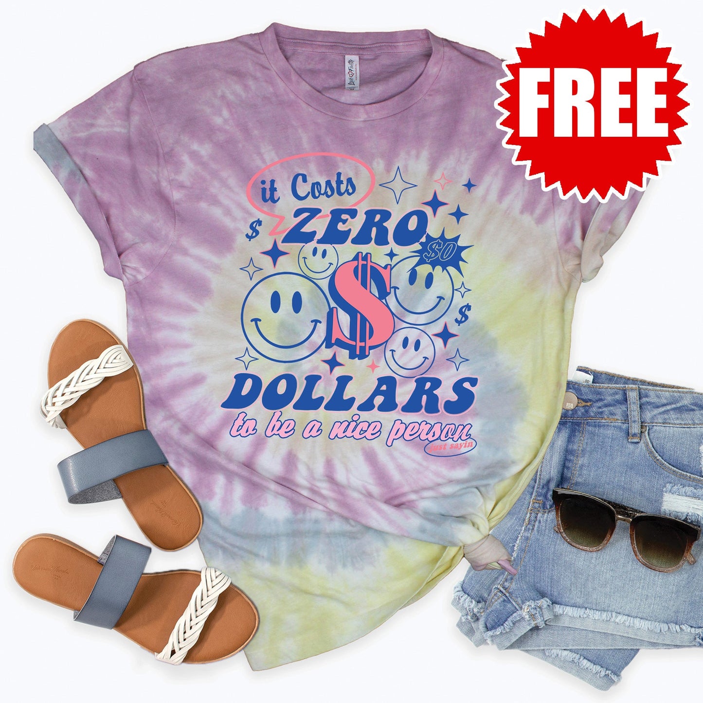 Costs Zero Tee - Desert Rose Tie Dye - 0