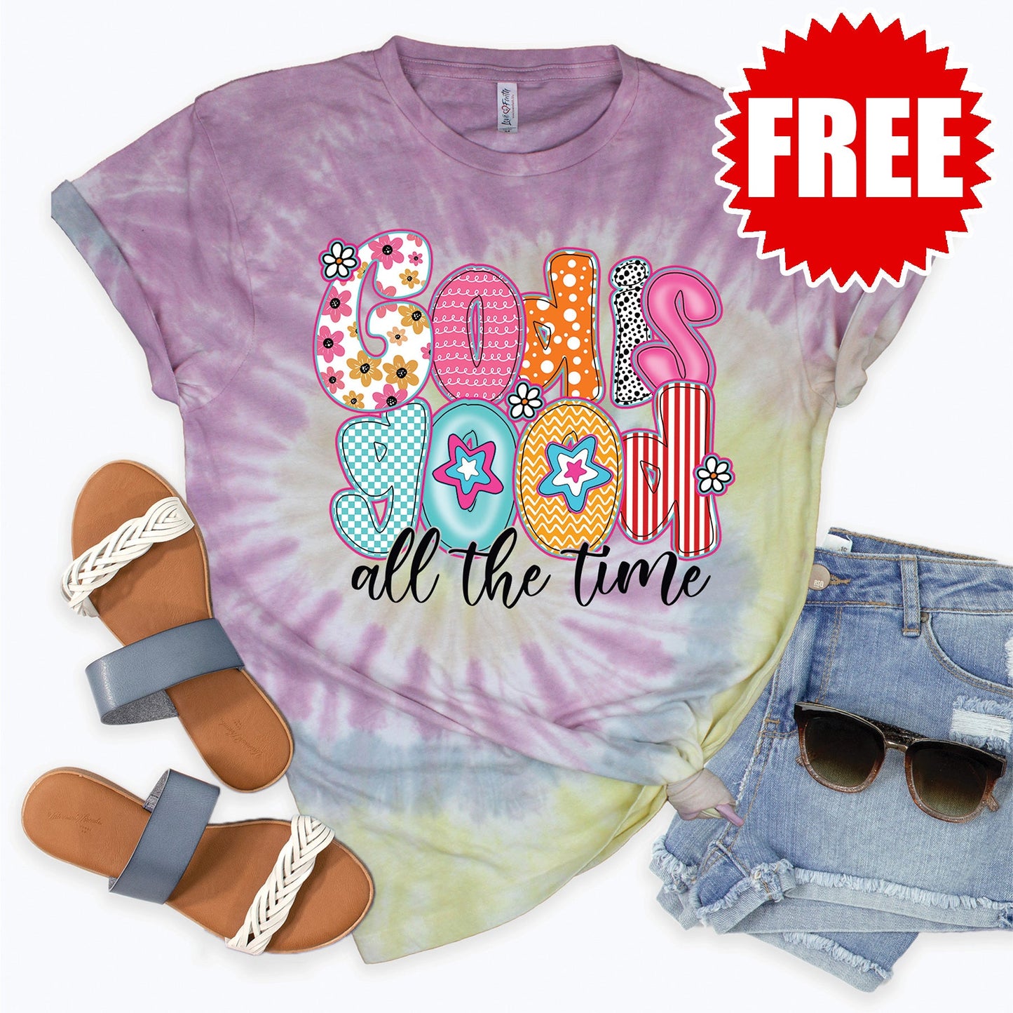 God is Good Tee - Desert Rose Tie Dye - 0