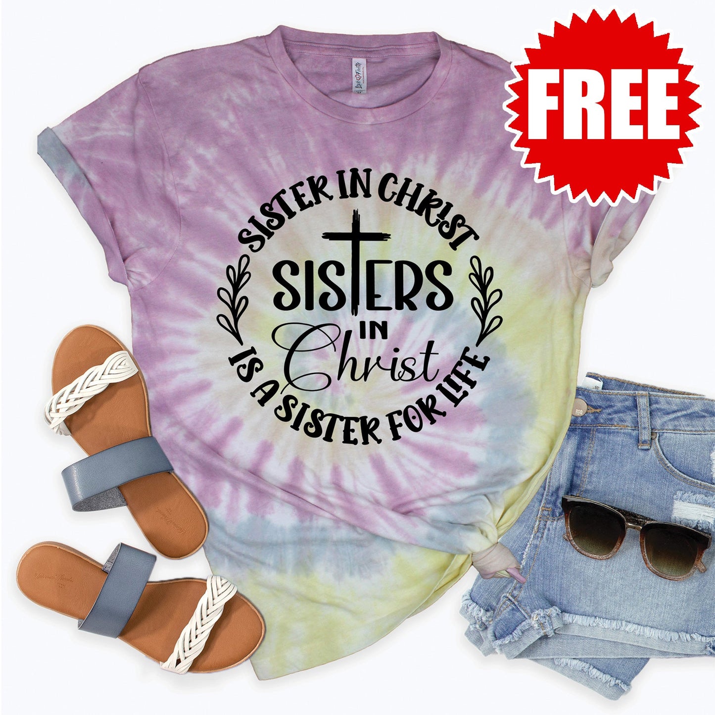 Sisters In Christ Tee - Desert Rose Tie Dye - 0