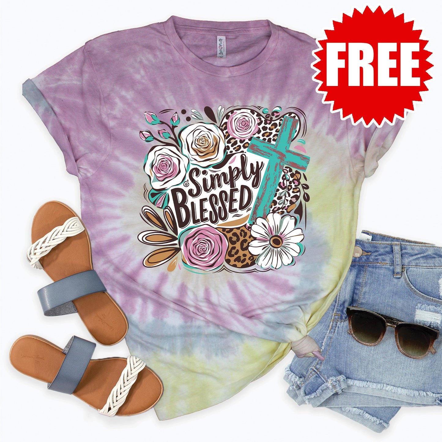 Simply Blessed Tee - Desert Rose Tie Dye - 0