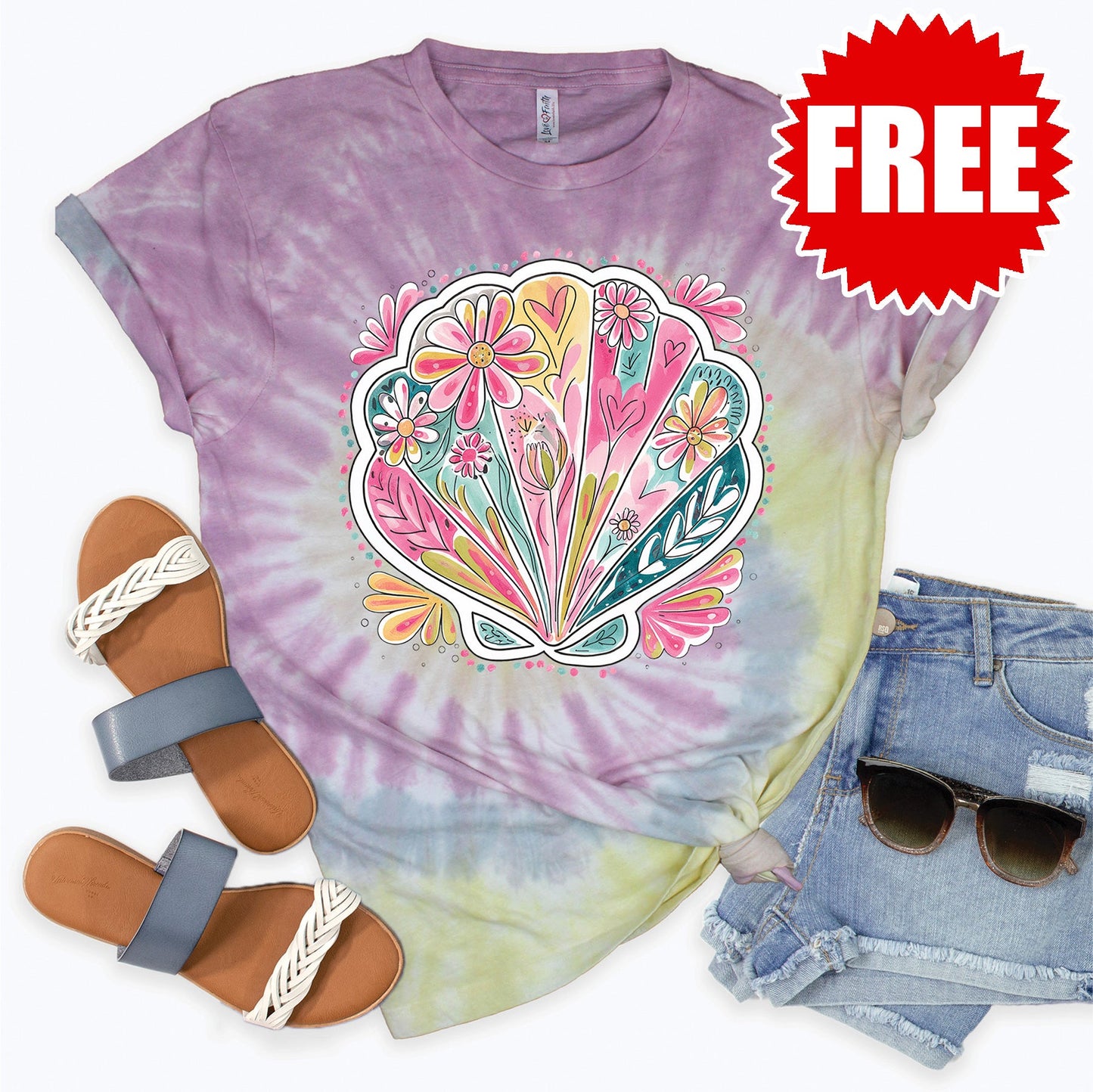 Clam Tee - Desert Rose Tie Dye - 0