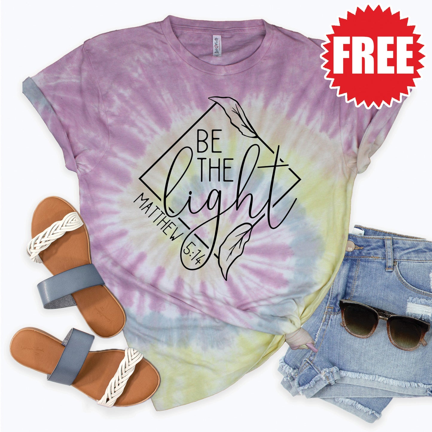 Be The Light Tee - Desert Rose Tie Dye - 0