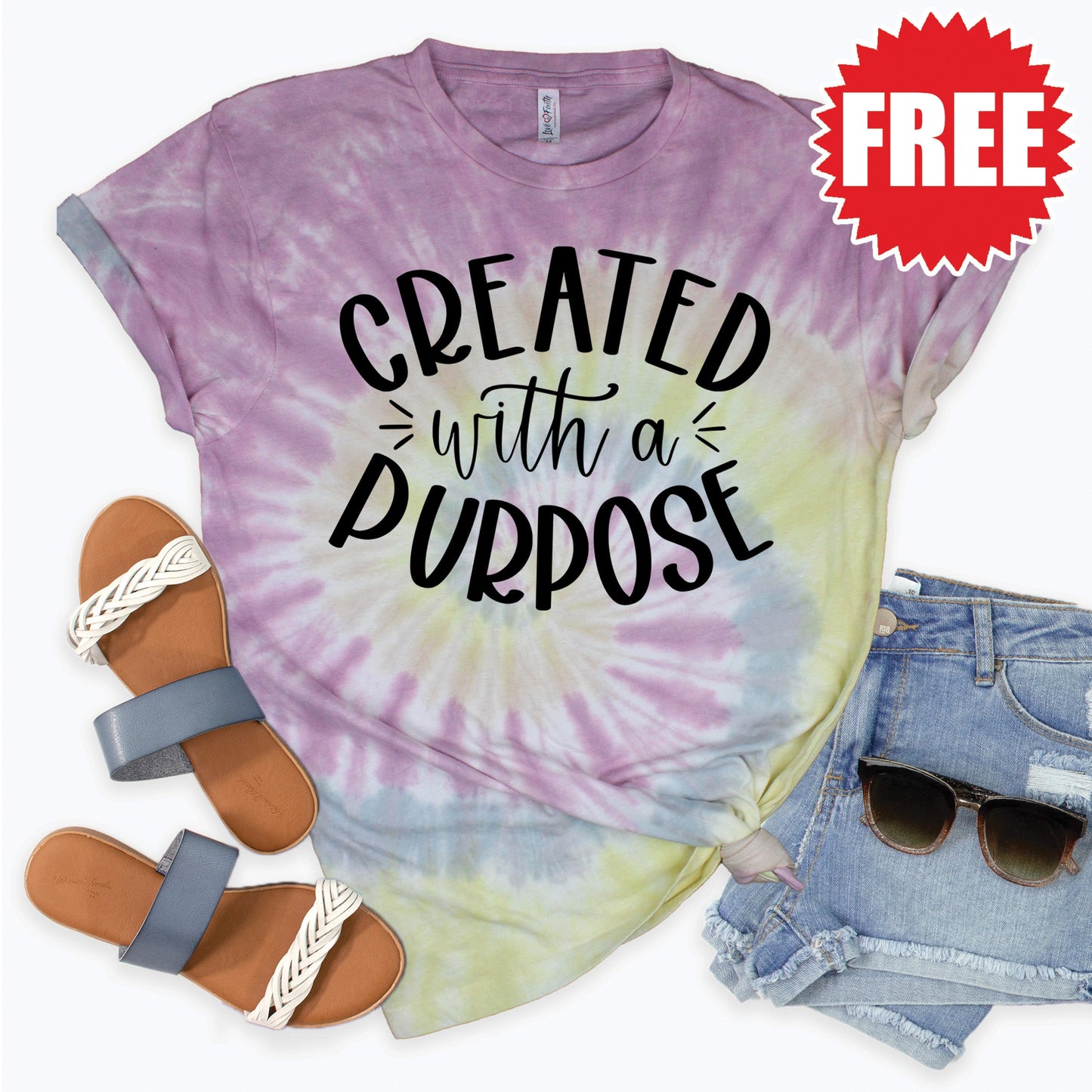 Created With A Purpose Tee - Desert Rose Tie Dye - 0 Style001