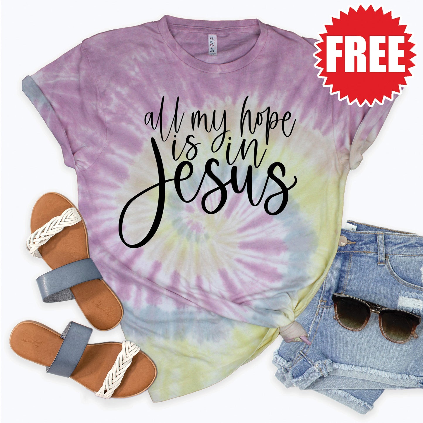 All My Hope Is In Jesus Tee - Desert Rose Tie Dye - 0