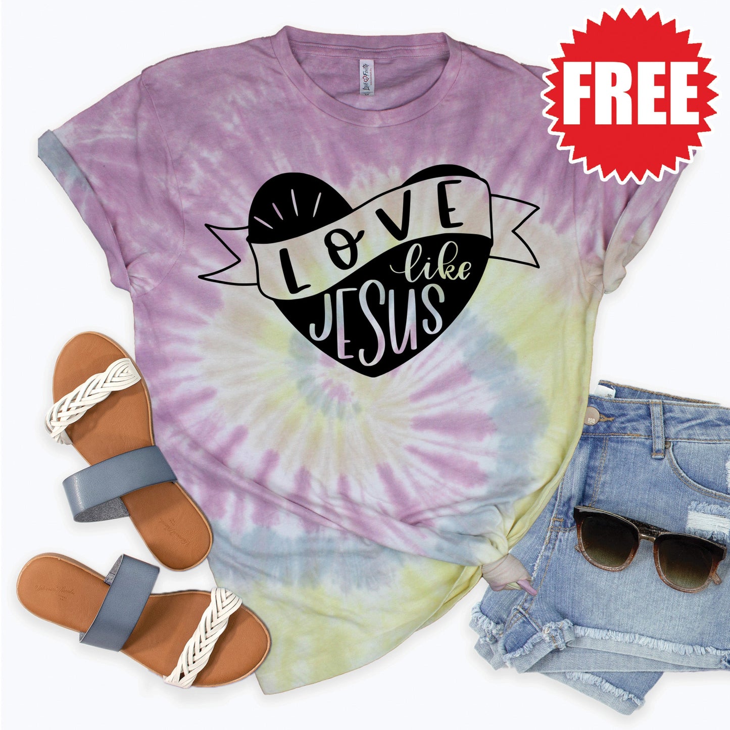 Love Like Jesus Tee - Desert Rose Tie Dye - 0