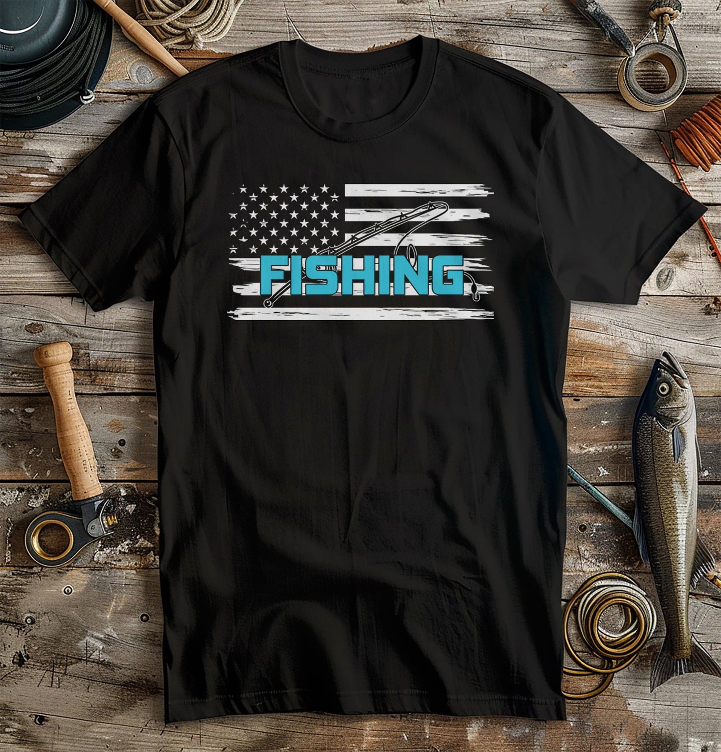 Fishin' USA Flag TShirt Hook,