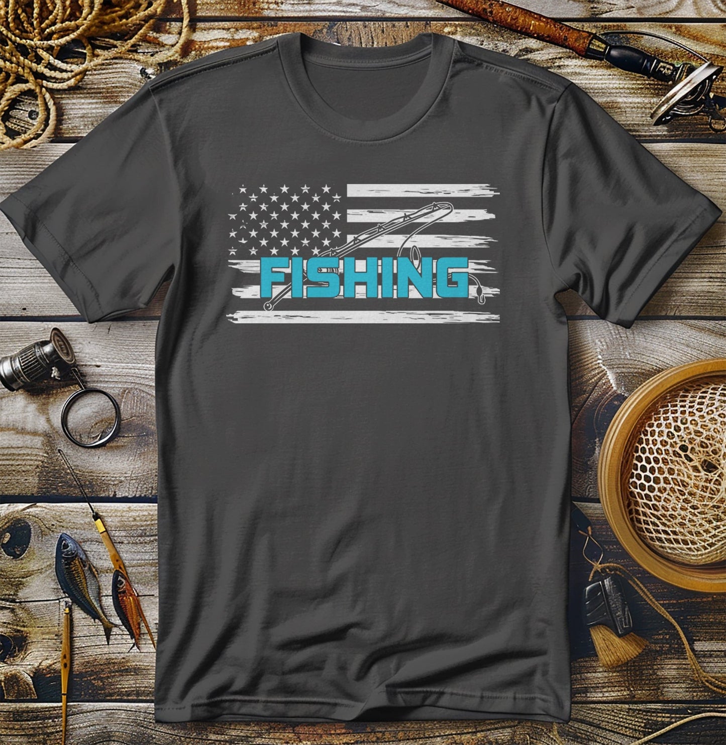 Fishin' USA Flag TShirt Hook,