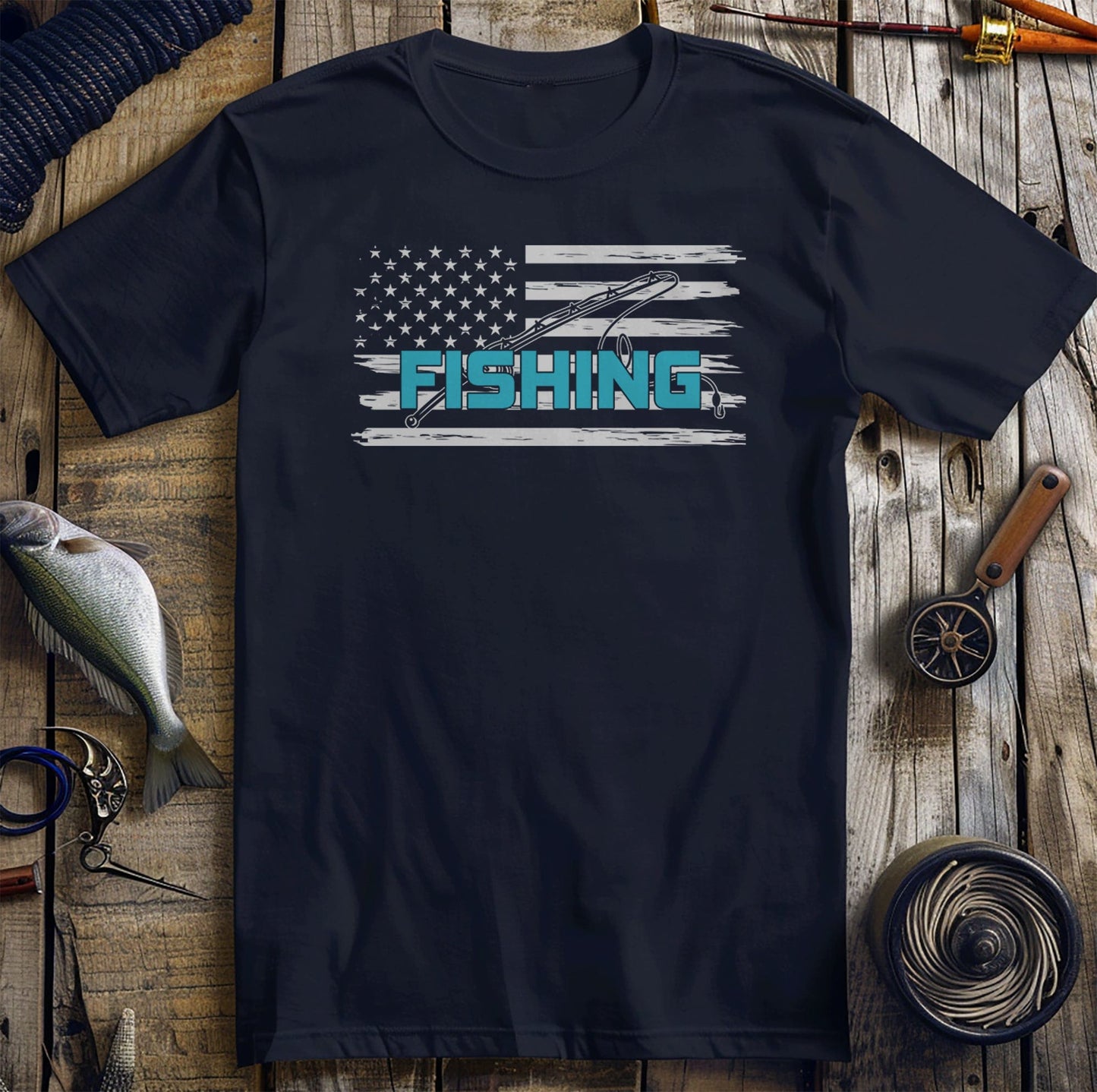 Fishin' USA Flag TShirt Hook,
