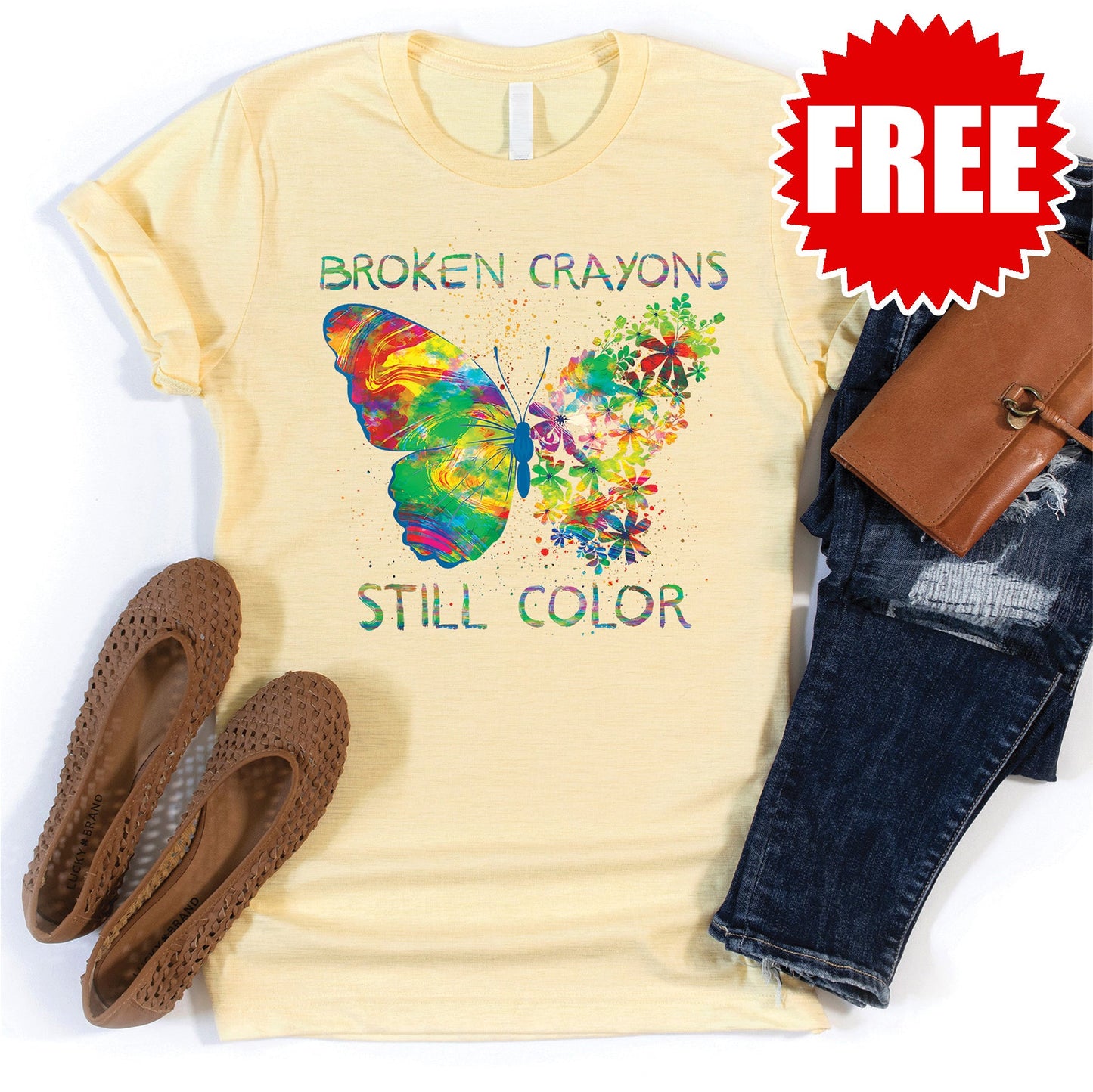 Broken Crayons Tee - Heather French Vanilla - 0