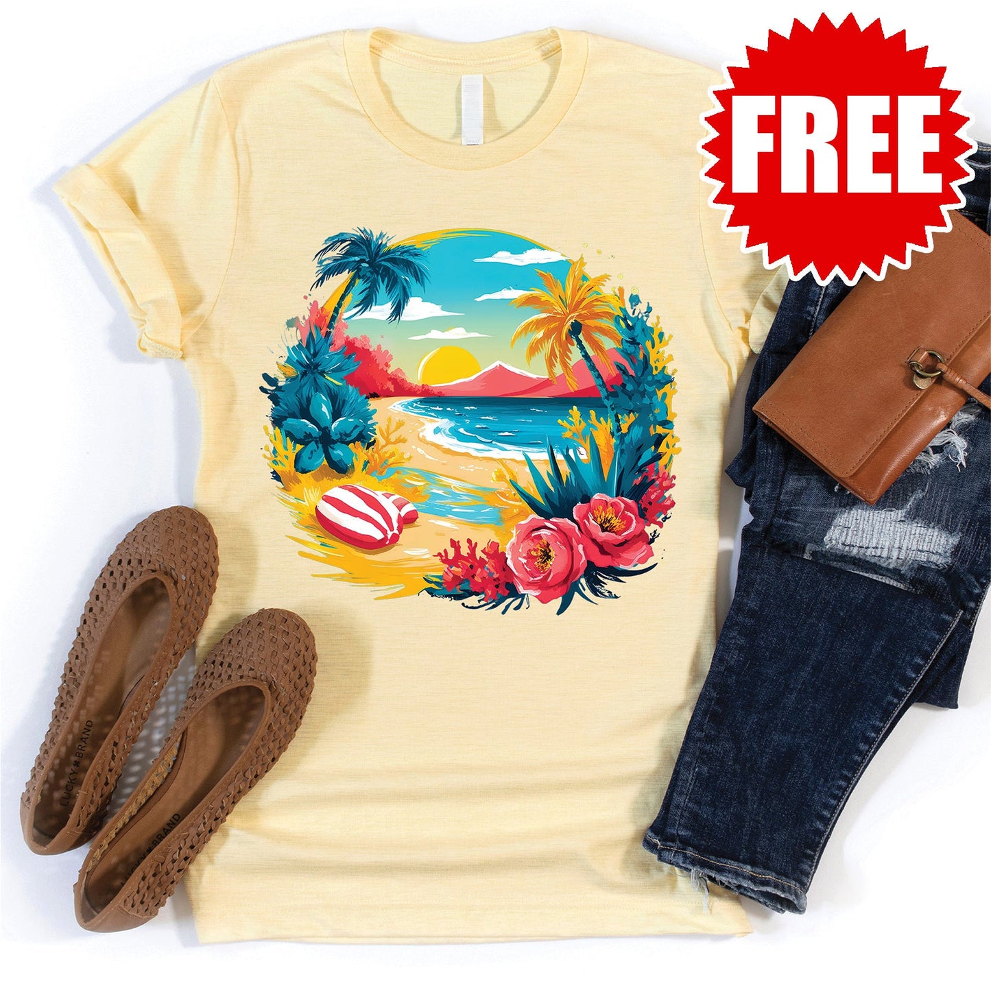 Sunset Tee - Heather French Vanilla - 0