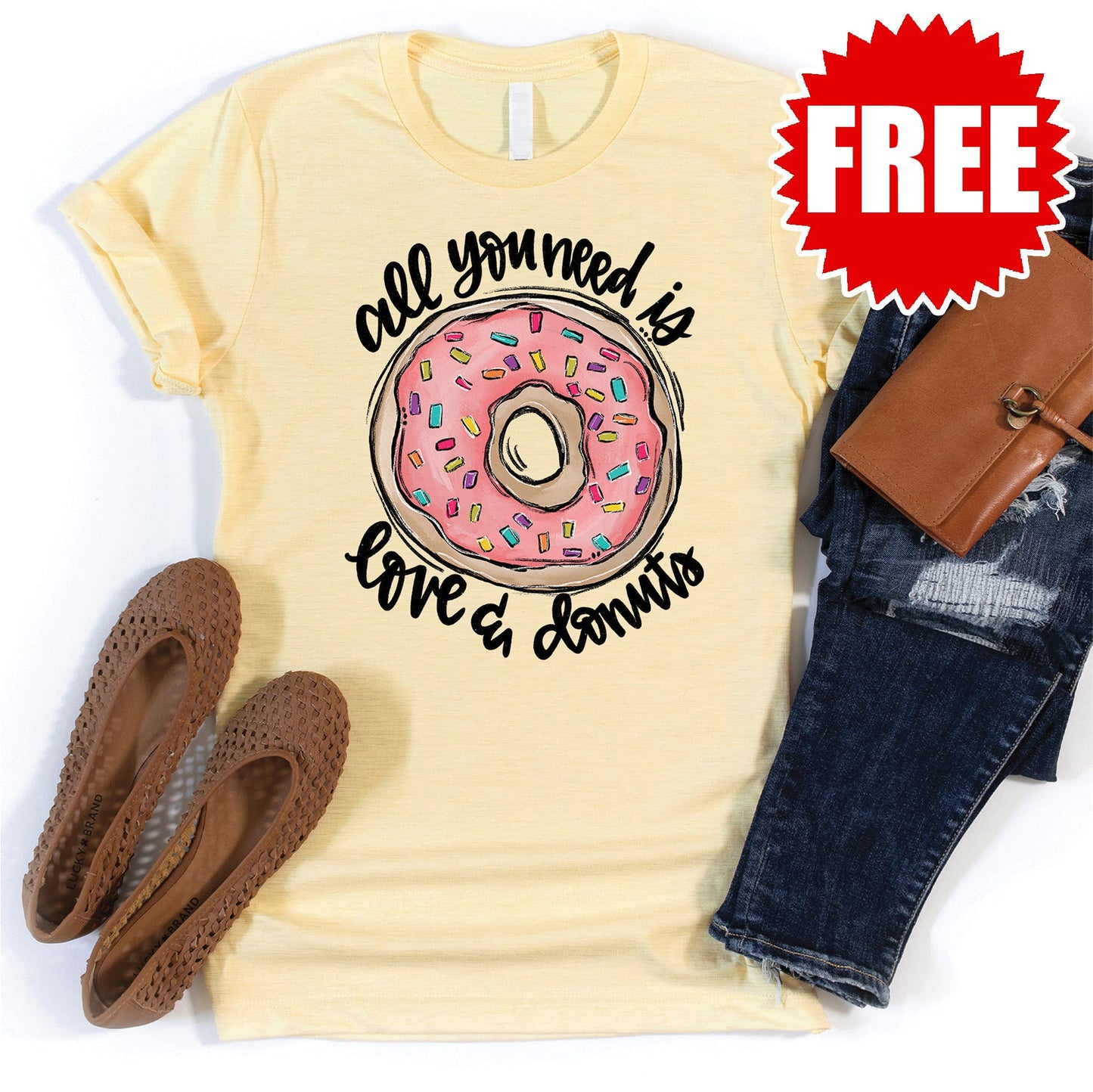 Love and Donuts Tee - Heather French Vanilla - 0