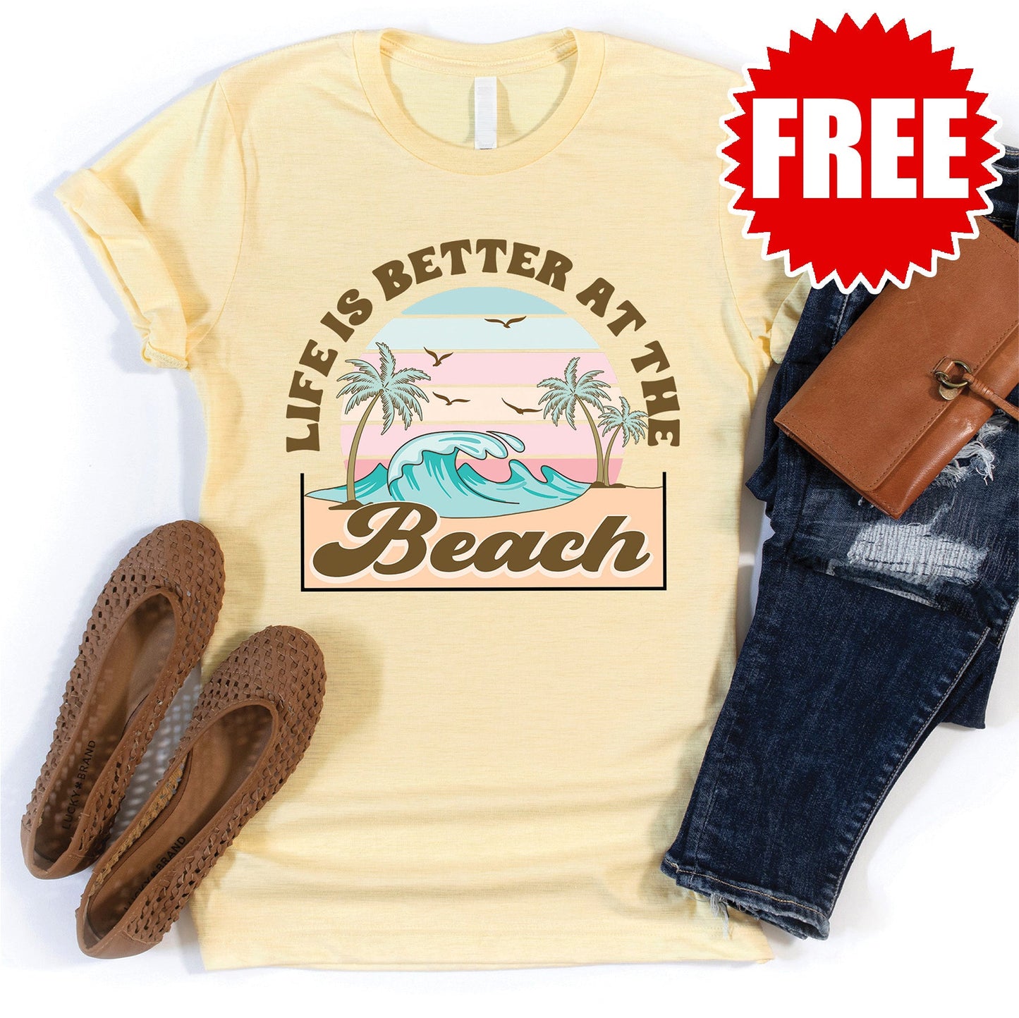 Beach Tee - Heather French Vanilla - 0
