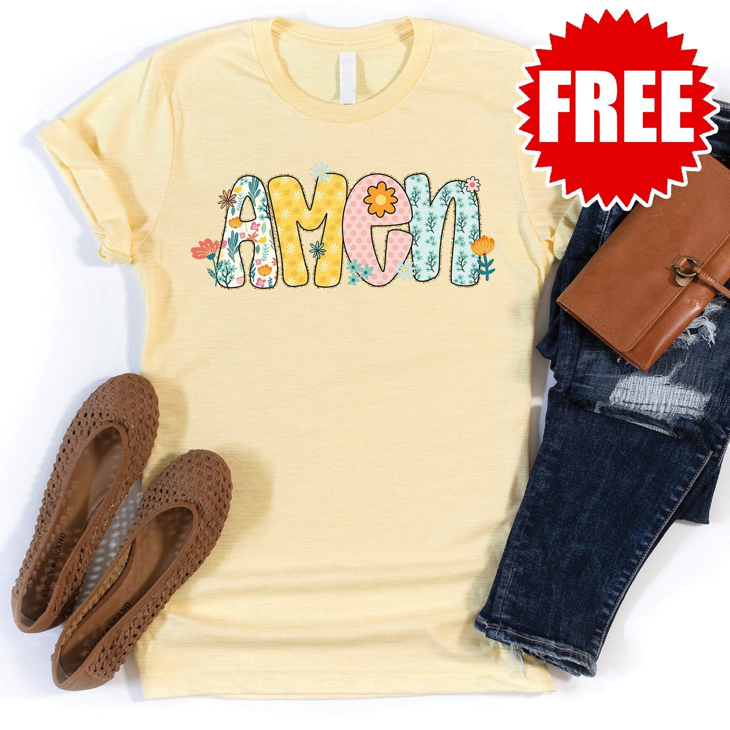 Amen Tee - Heather French Vanilla - 0