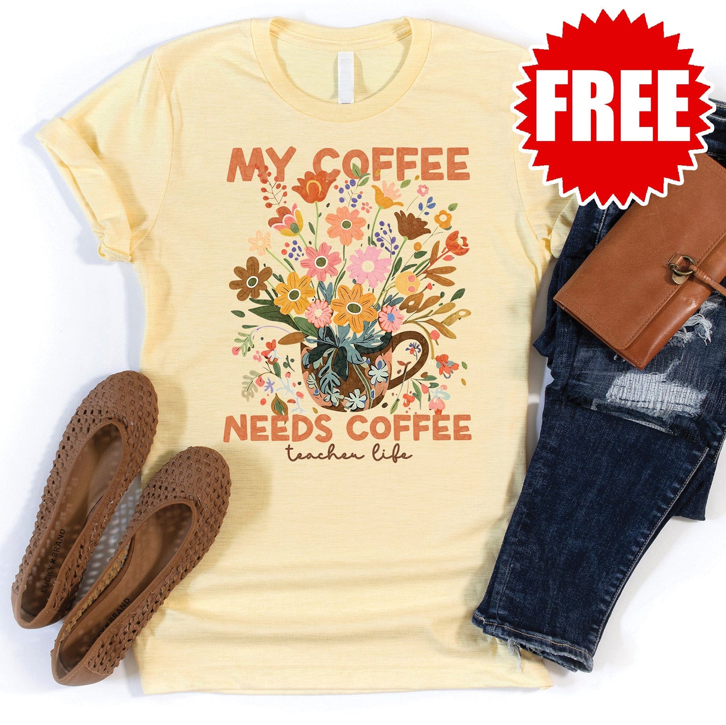 Teacher Life Tee - Heather French Vanilla - 0